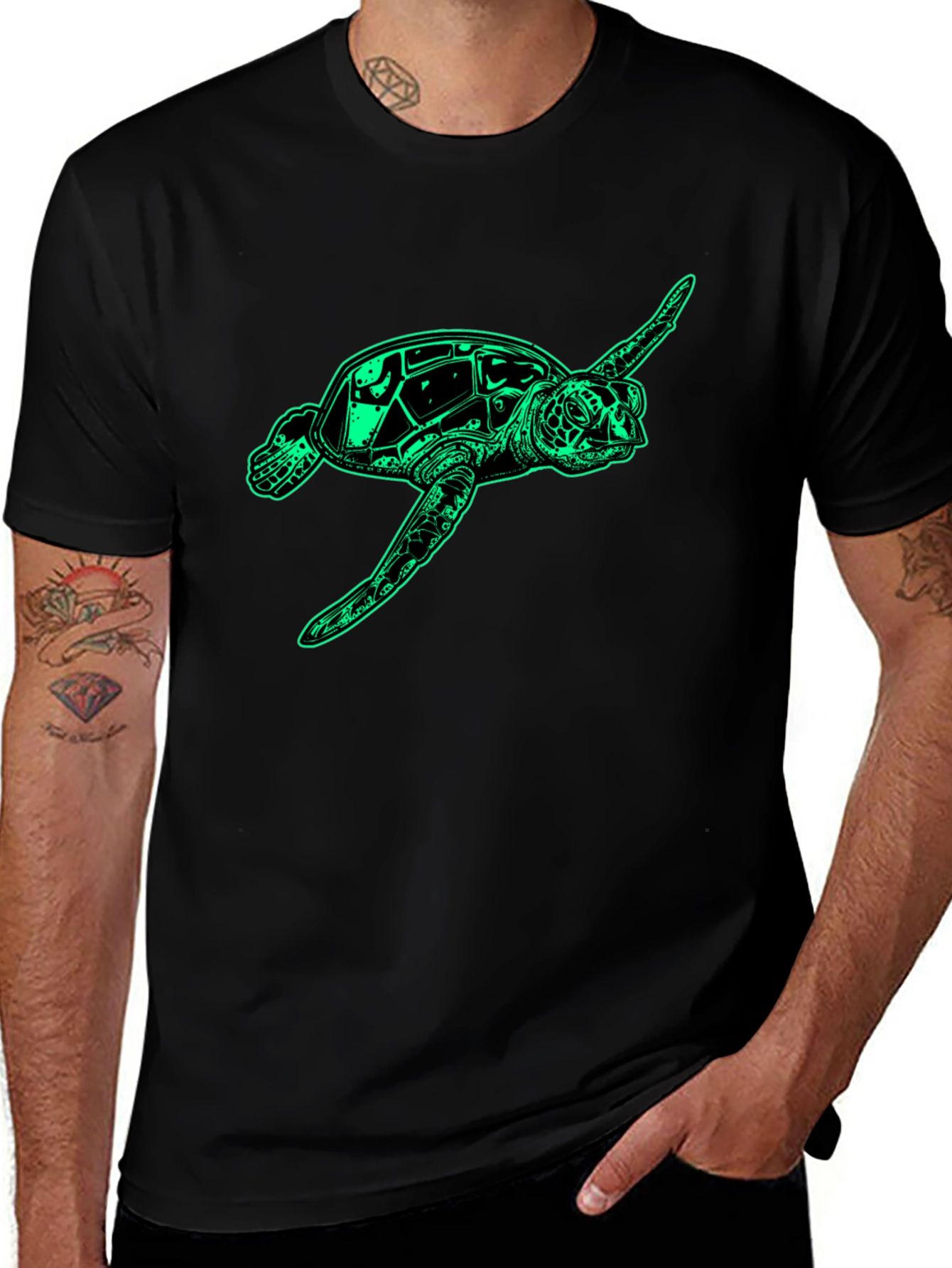 Sea Turtle Graphic Tee - Mens Black T-Shirt