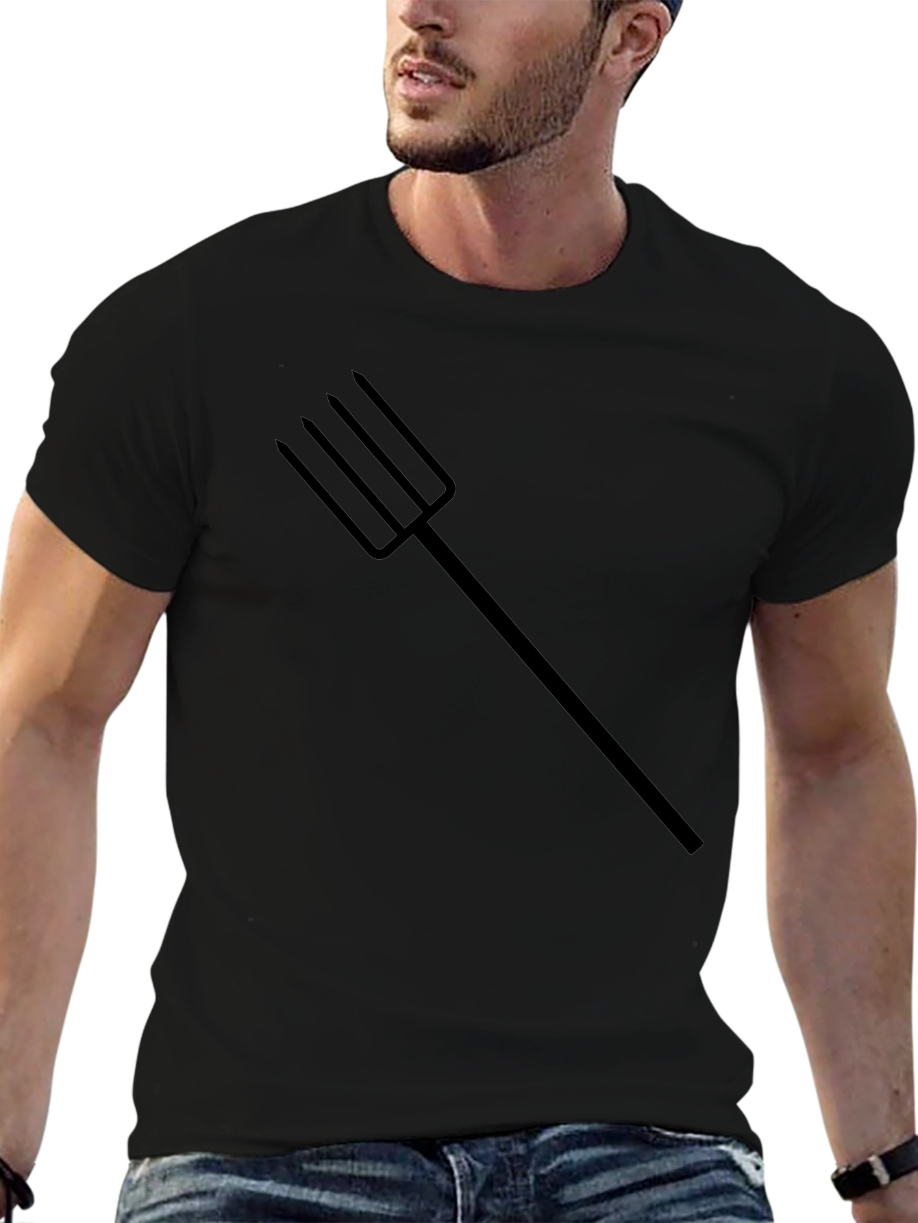 Black T-Shirt with Trident Graphic Tee