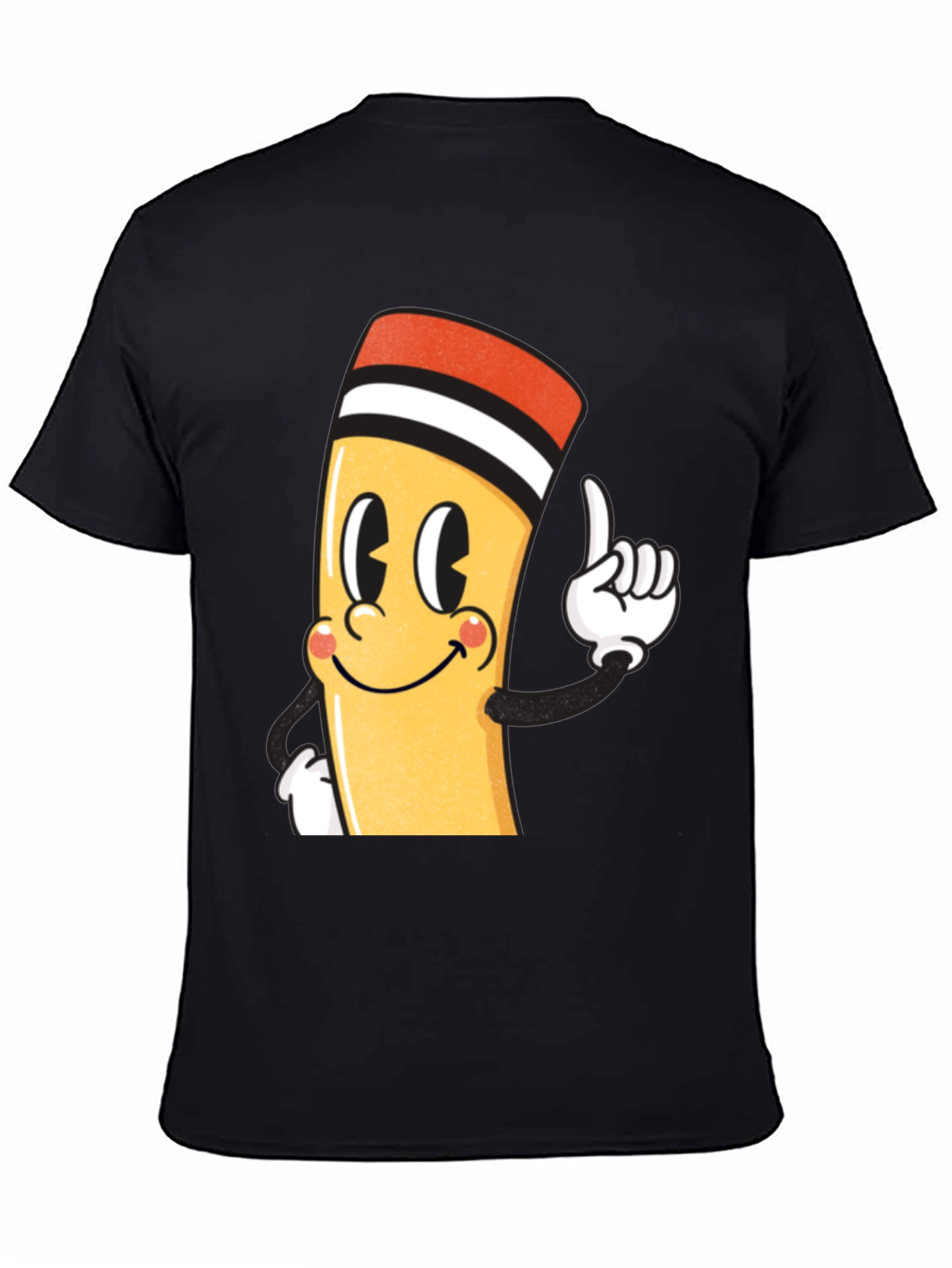 Cartoon Pencil Graphic Black T-Shirt