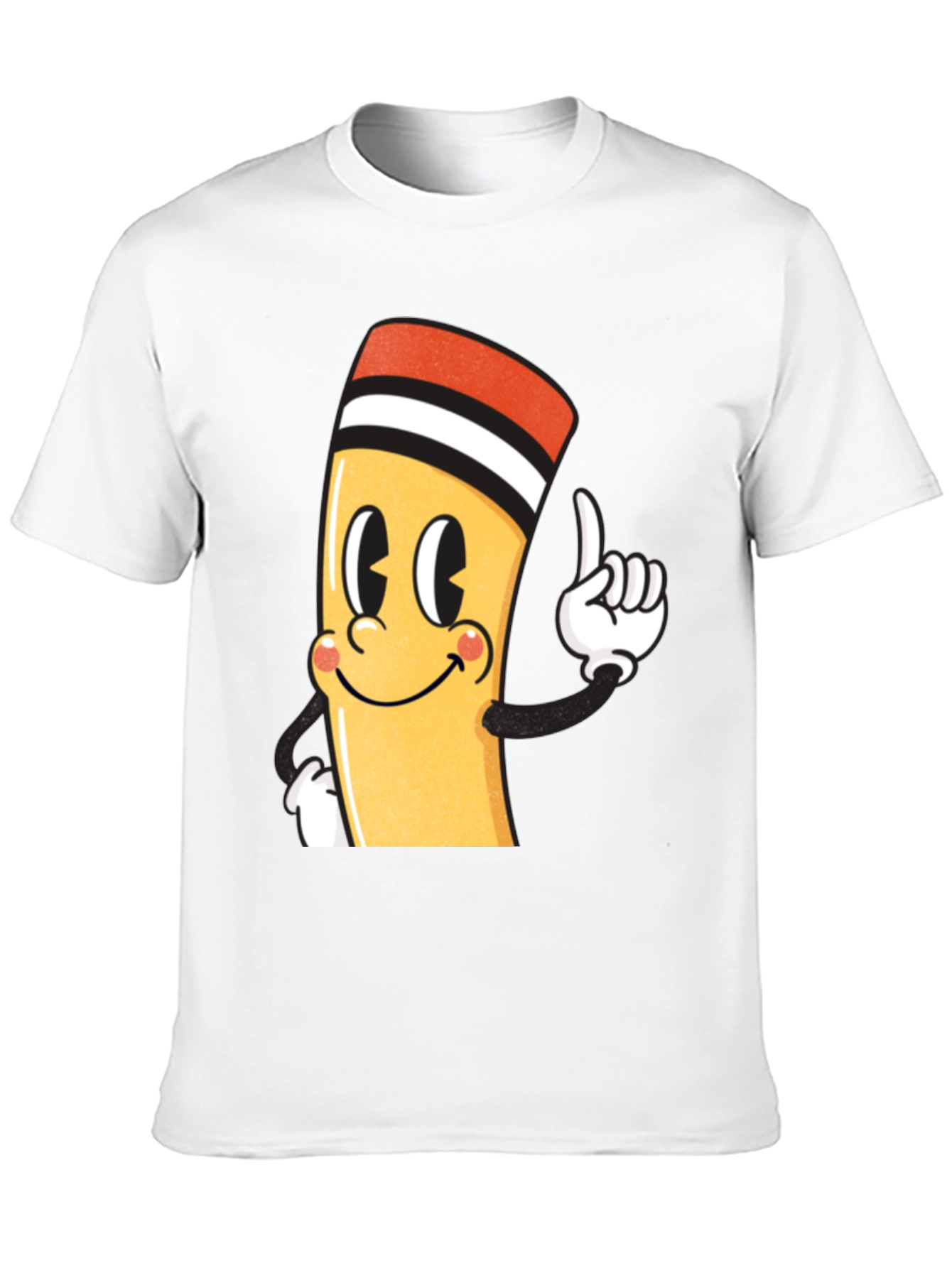 Cartoon Pencil Graphic Black T-Shirt