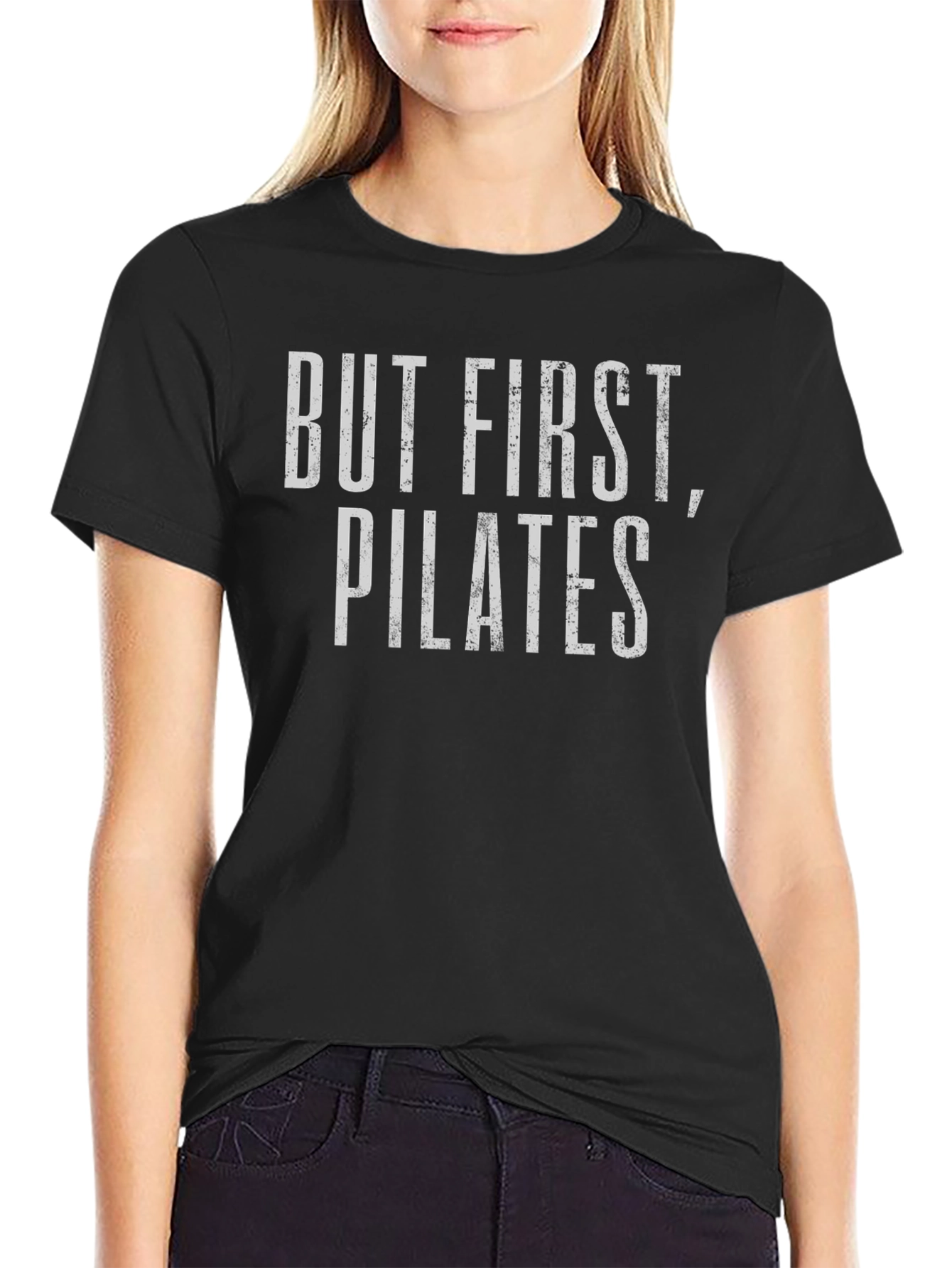 But First Pilates Black T-Shirt