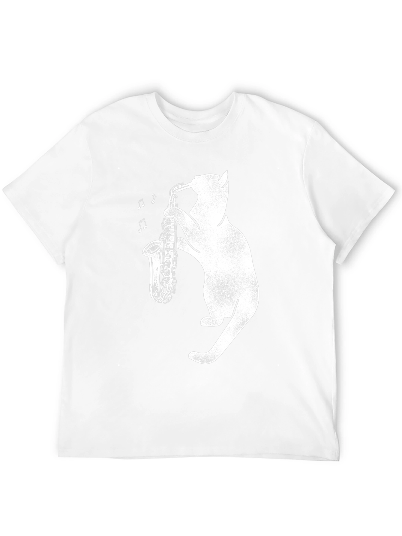 Cat Playing Saxophone Graphic Tee - Black Cotton Shirt
