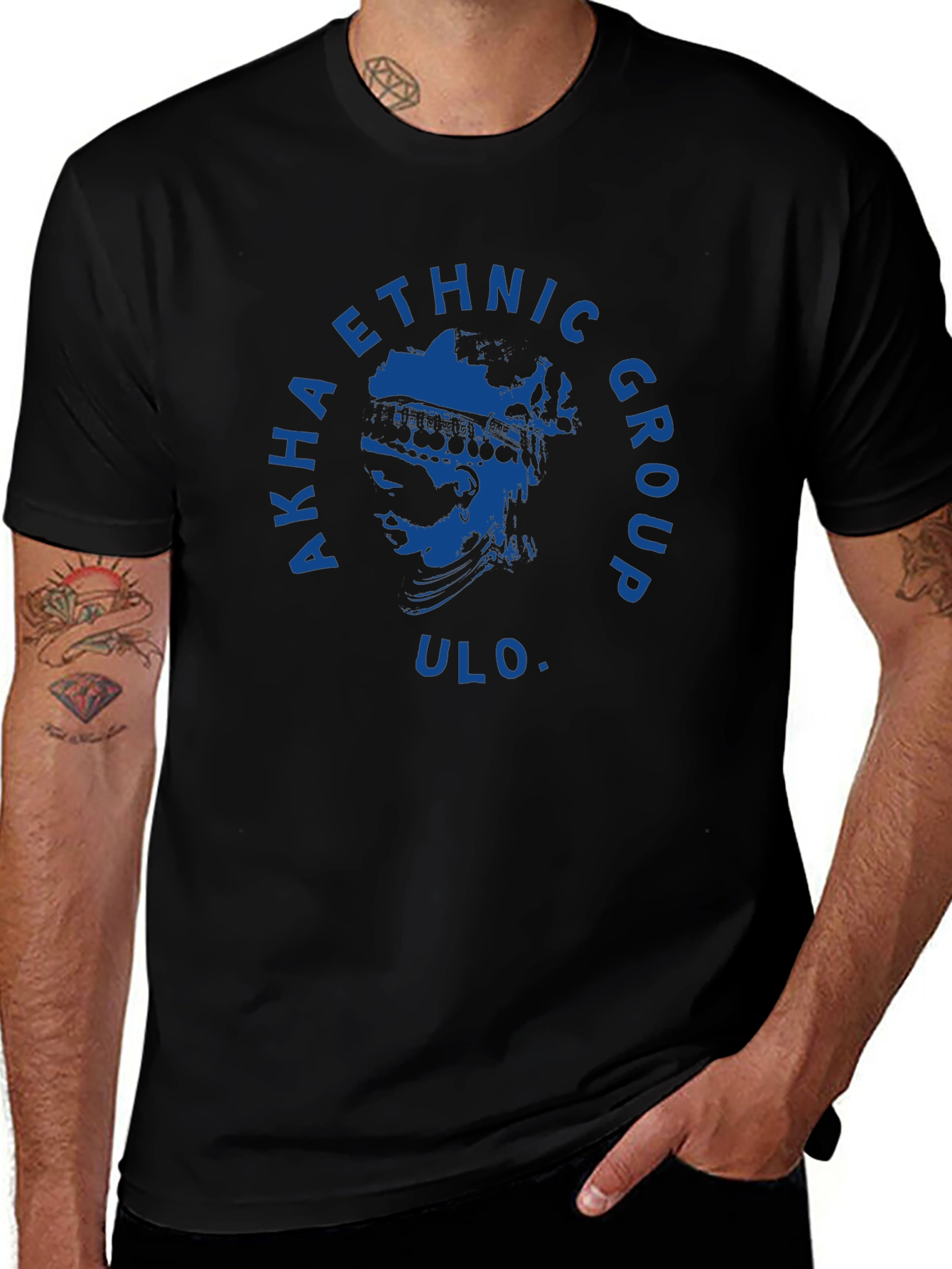 Akha Ethnic Group T-Shirt - ULO. Black Graphic Tee