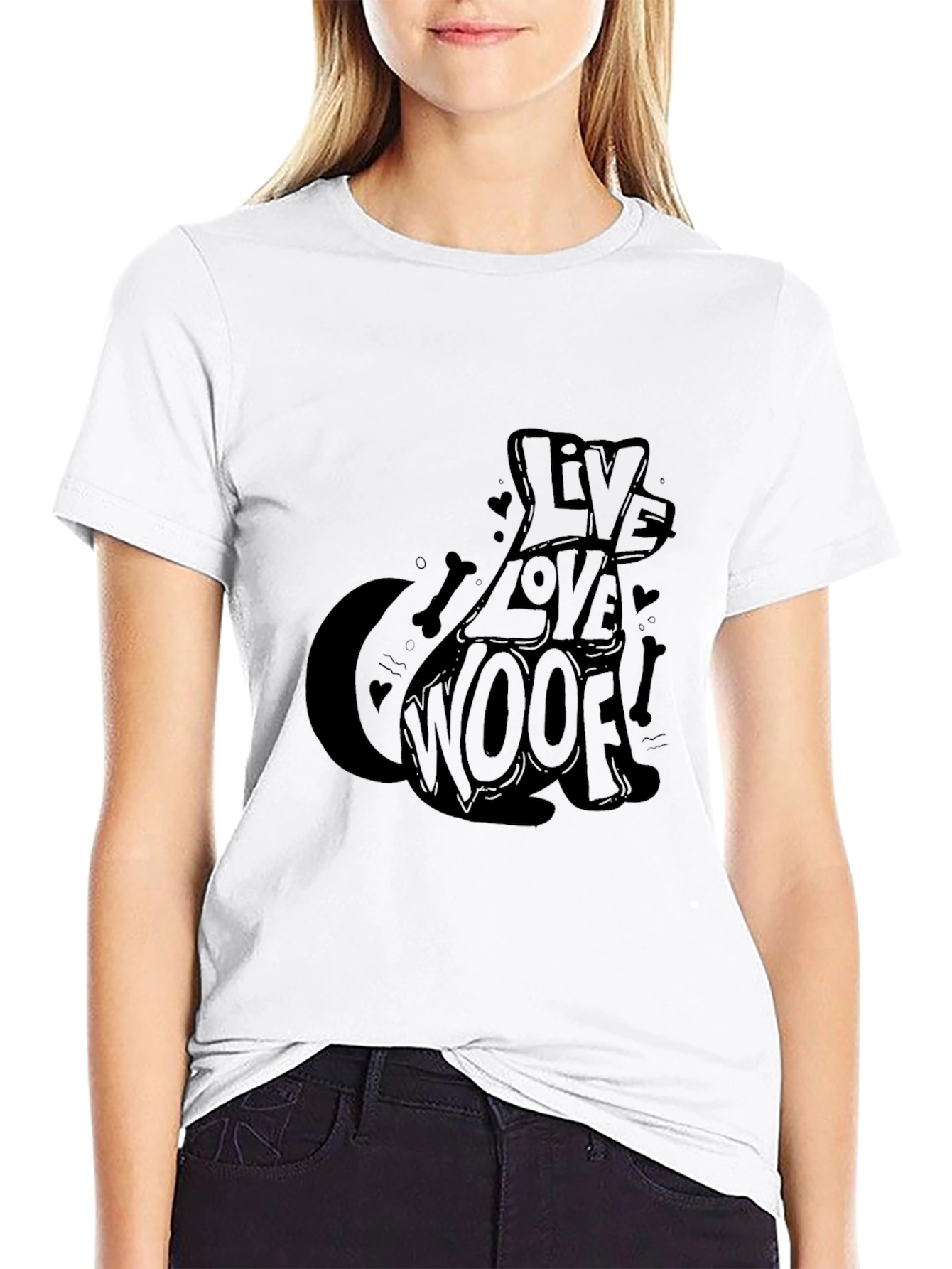 Live Love Woof Dog Graphic T-Shirt