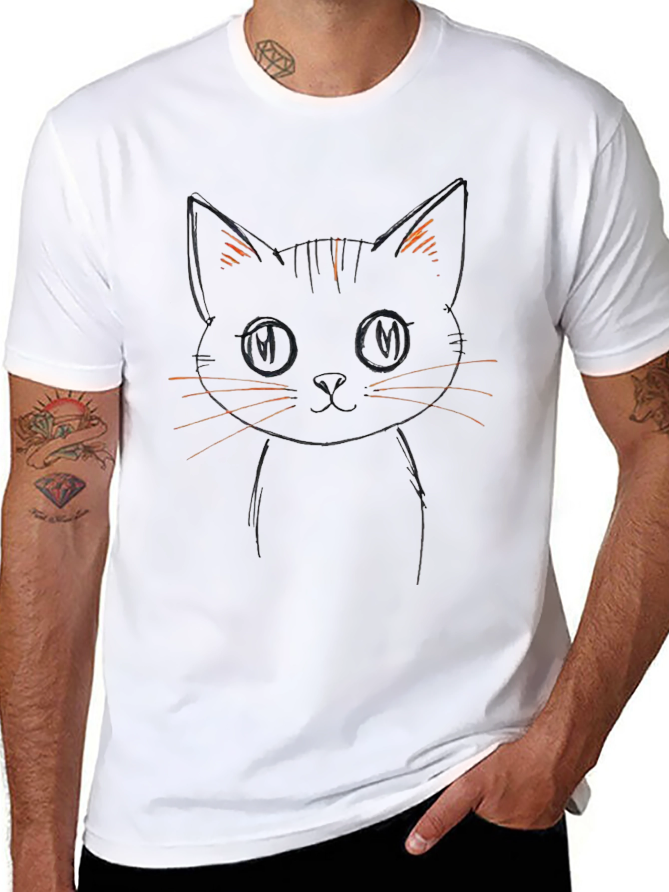 Cool Cat Tee - Black Sketch Style