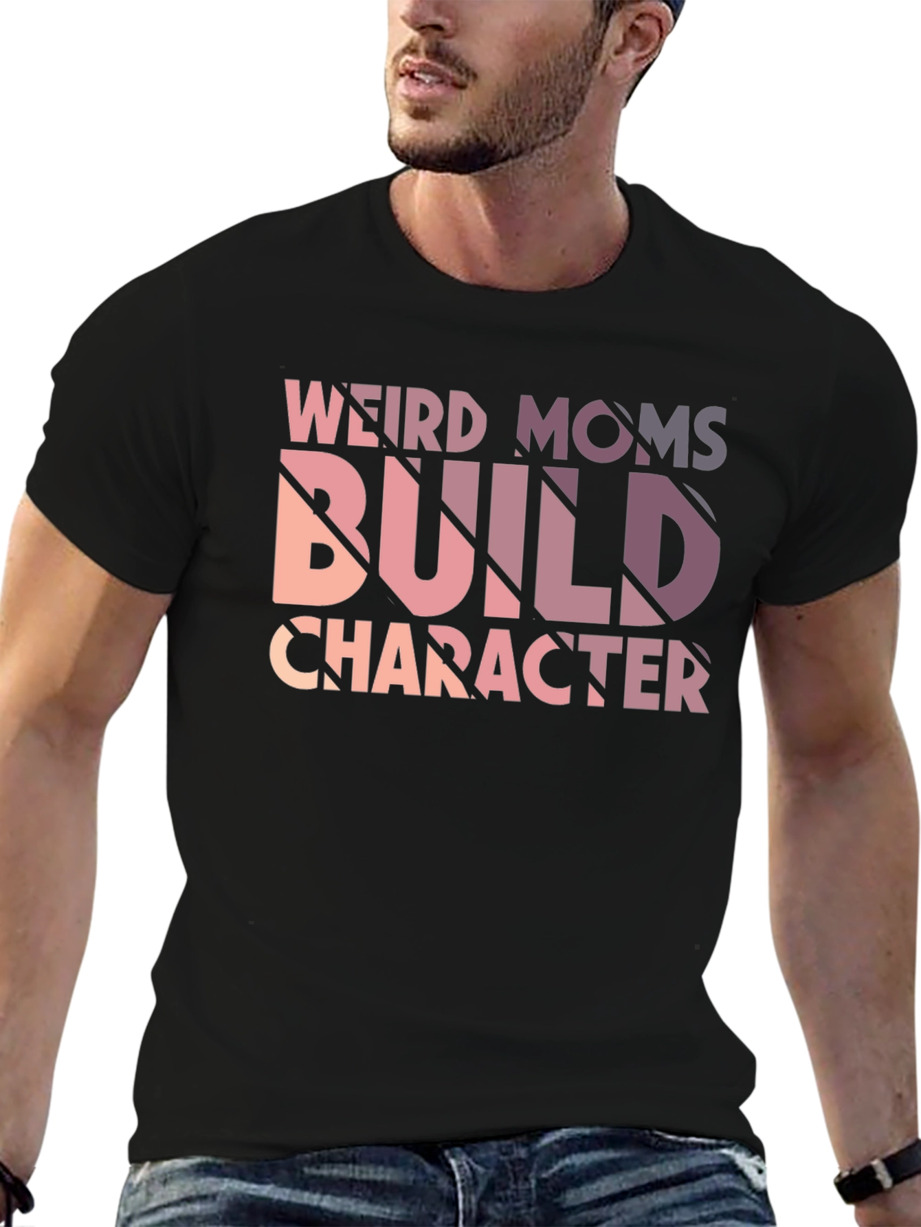 Weird Moms Build Character Black Graphic Tee