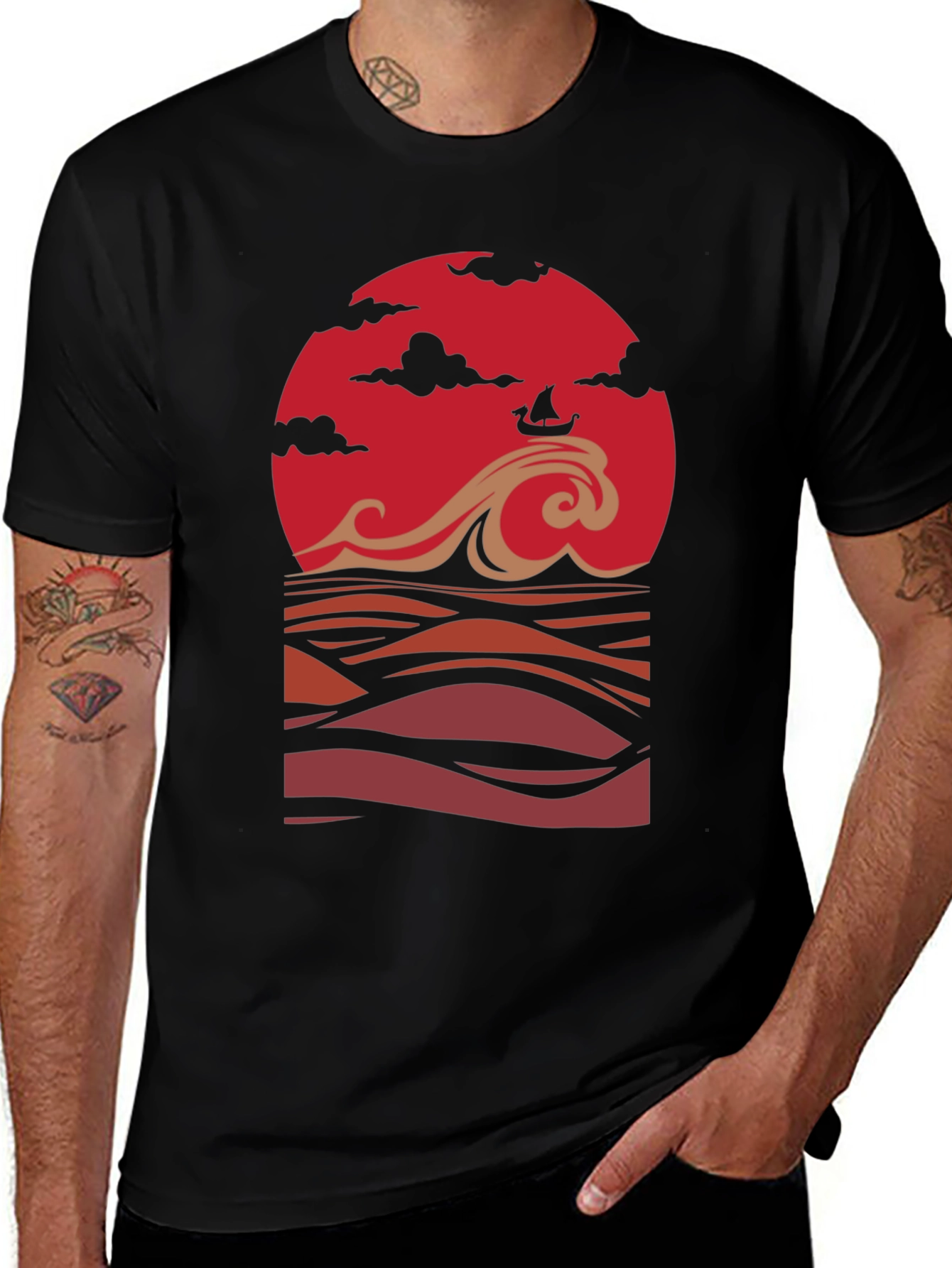 Sunset Ship Graphic Tee - Stylish Comfort