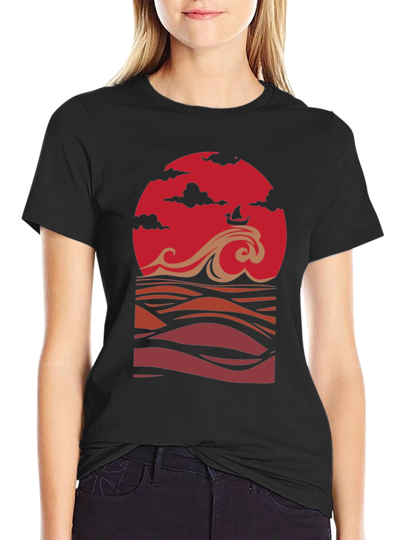 Sunset Ship Graphic Tee - Stylish Comfort