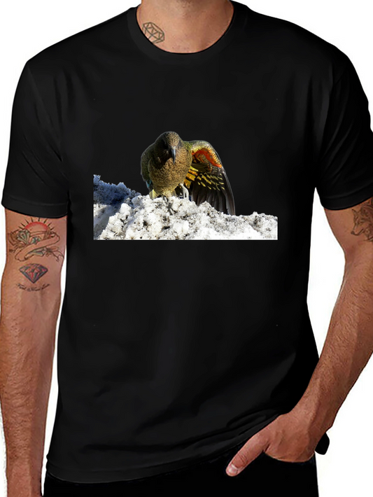 Bird in Snow Graphic Tee - Stylish Black T-Shirt