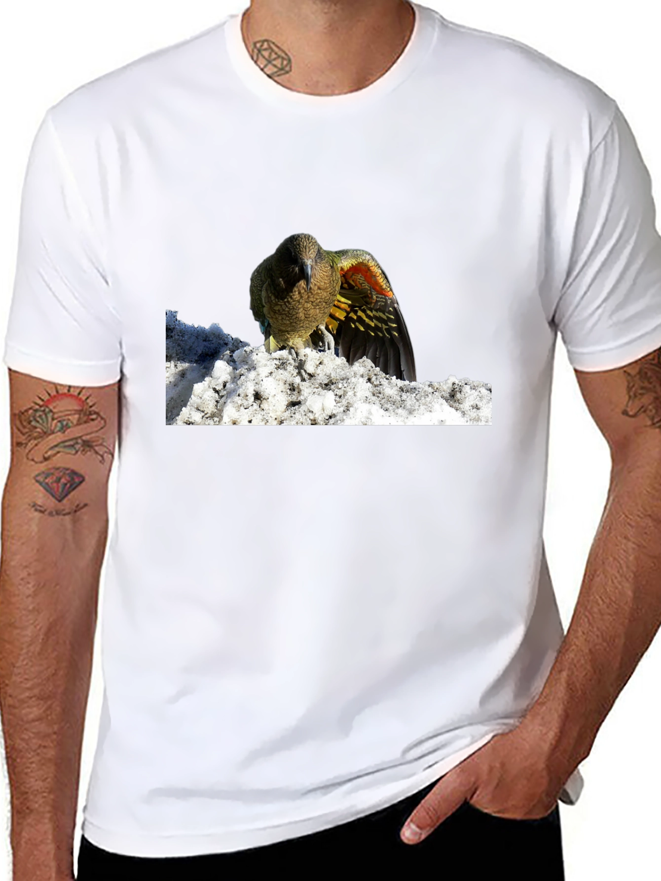 Bird in Snow Graphic Tee - Stylish Black T-Shirt