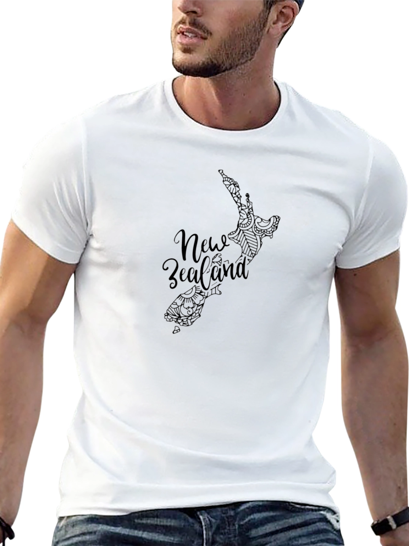 New Zealand Map Graphic Tee - Black