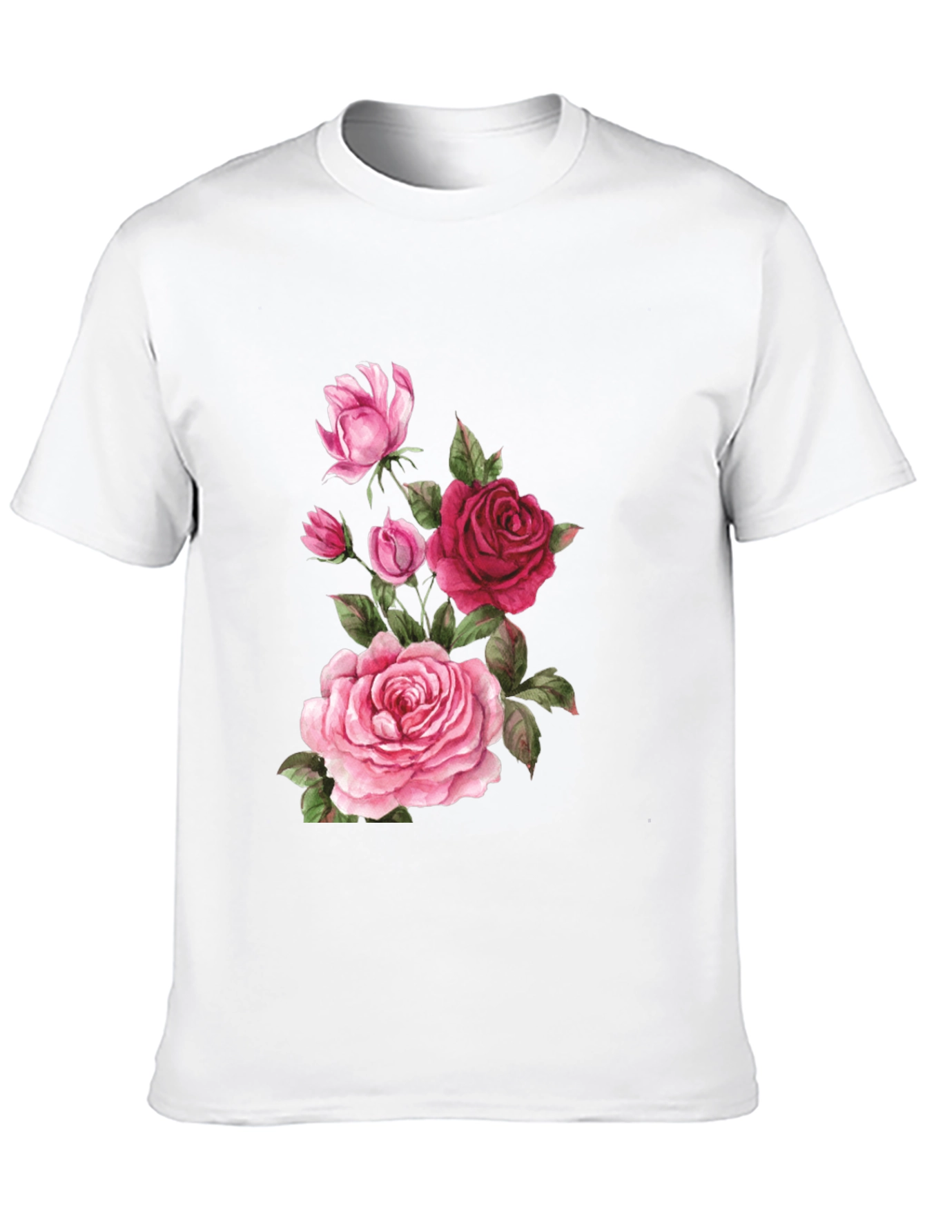 Floral Rose Print Black T-Shirt