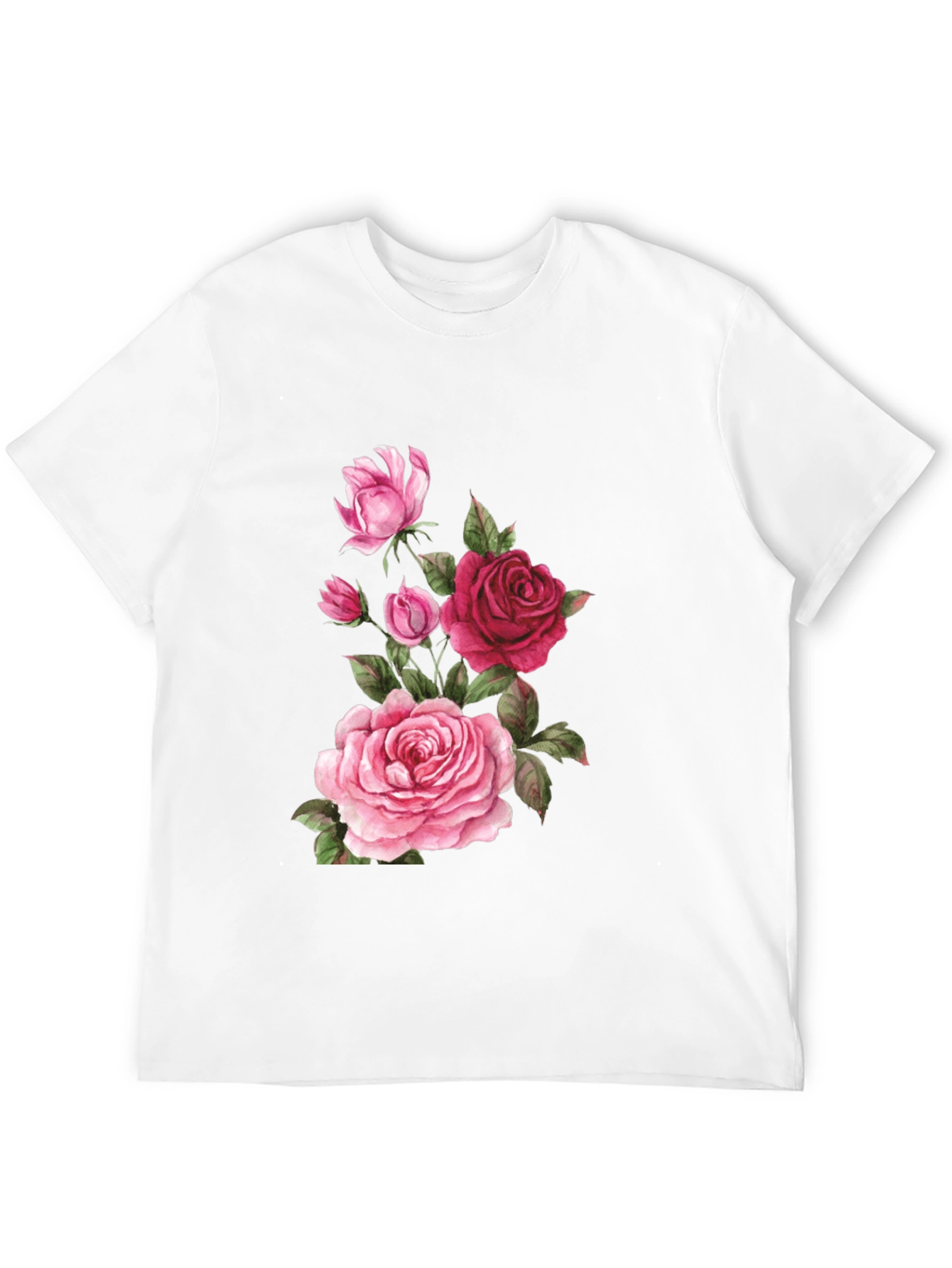 Floral Rose Print Black T-Shirt