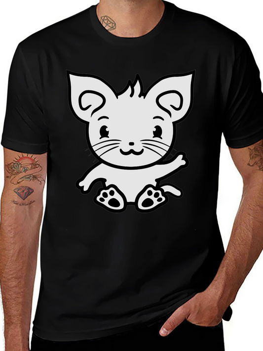 Cute Cartoon Cat Graphic Tee - Unisex Soft Cotton Shirt