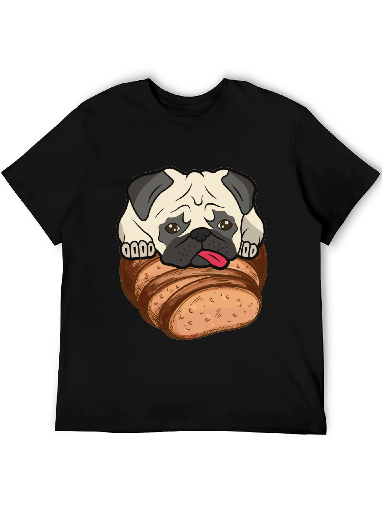 Pug in Bread Loaf Graphic T-Shirt