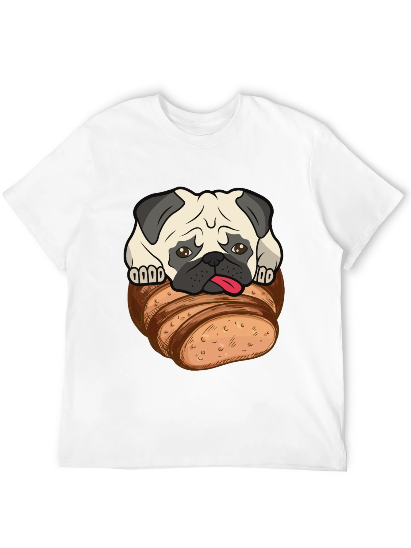 Pug in Bread Loaf Graphic T-Shirt