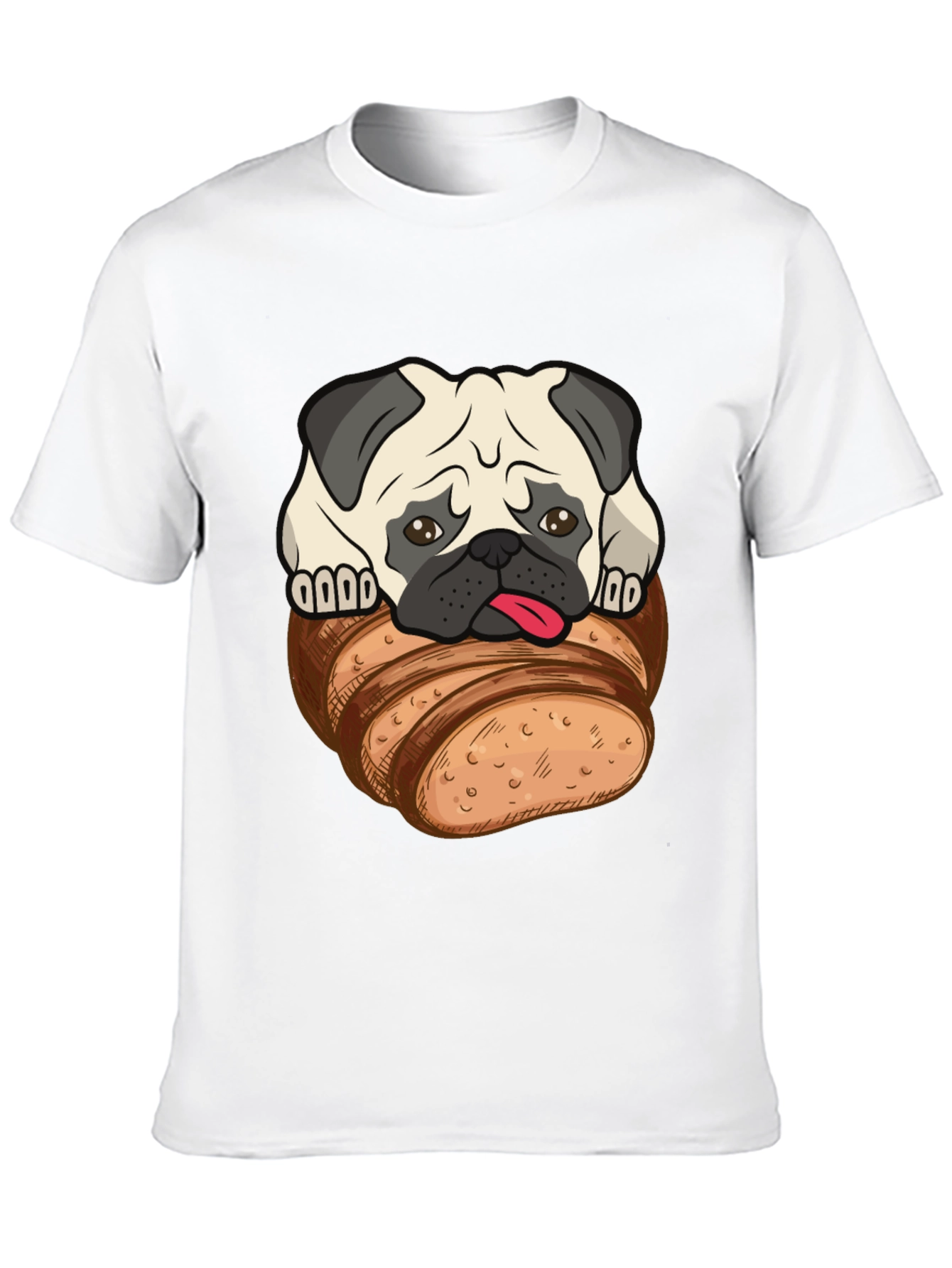 Pug in Bread Loaf Graphic T-Shirt