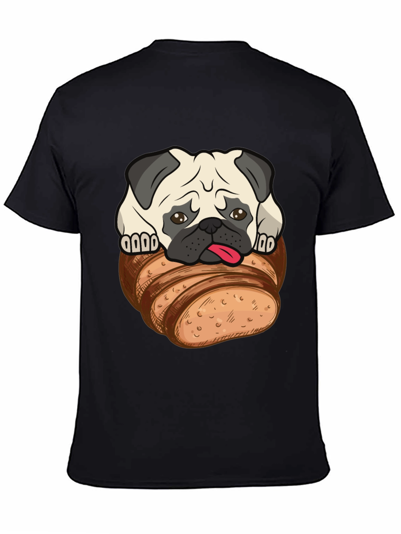 Pug in Bread Loaf Graphic T-Shirt