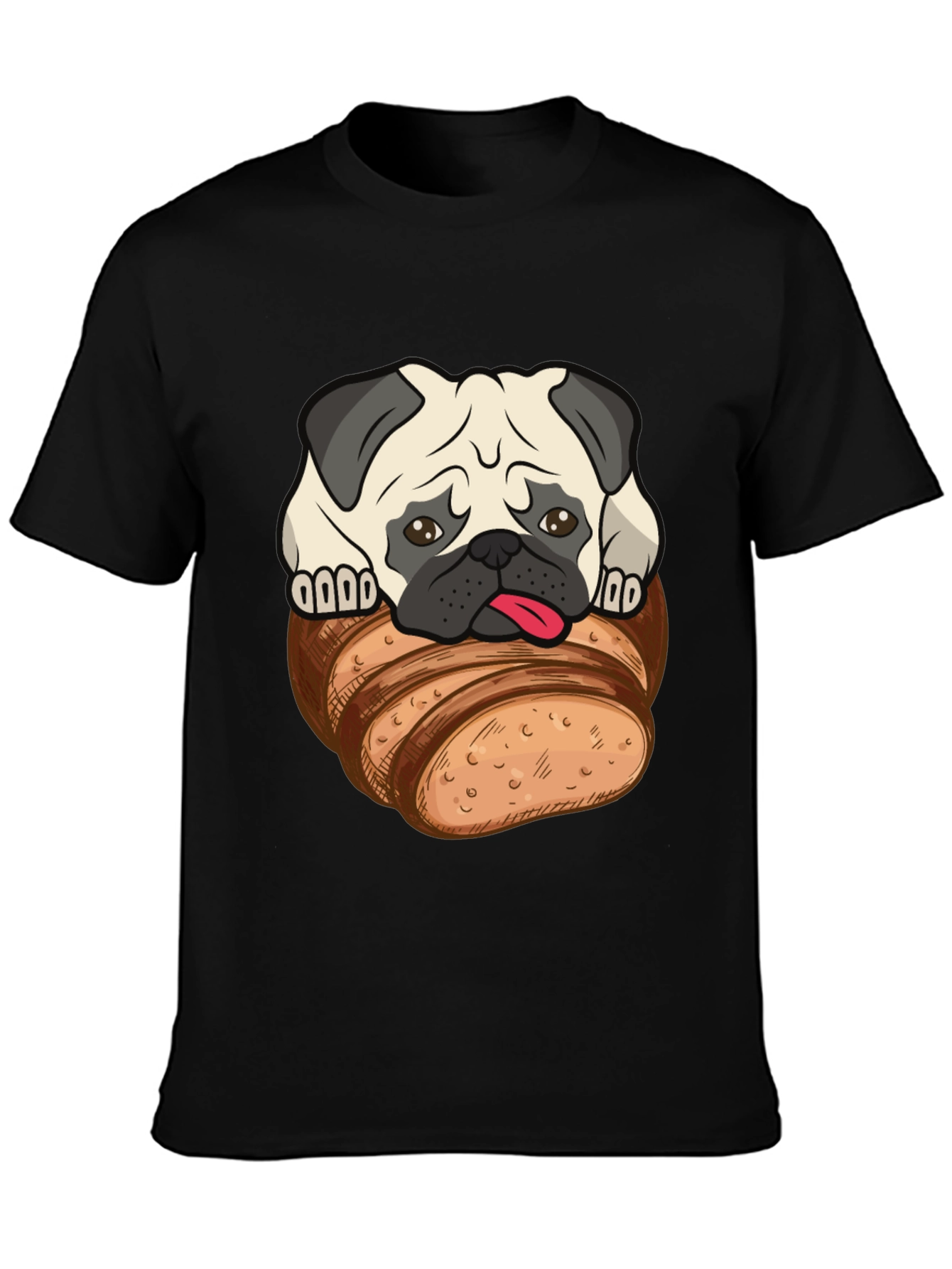 Pug in Bread Loaf Graphic T-Shirt
