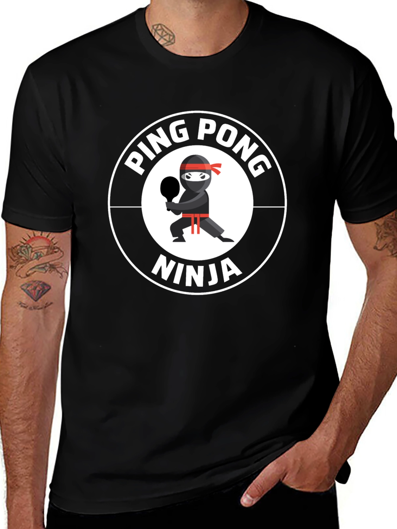 Ping Pong Ninja T-Shirt - Black Cotton Tee