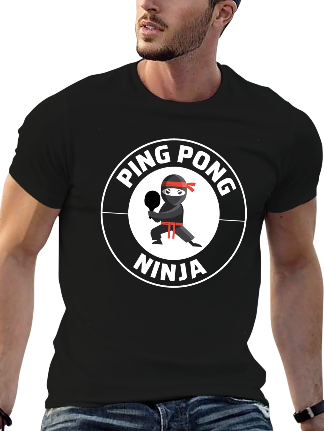 Ping Pong Ninja T-Shirt - Black Cotton Tee
