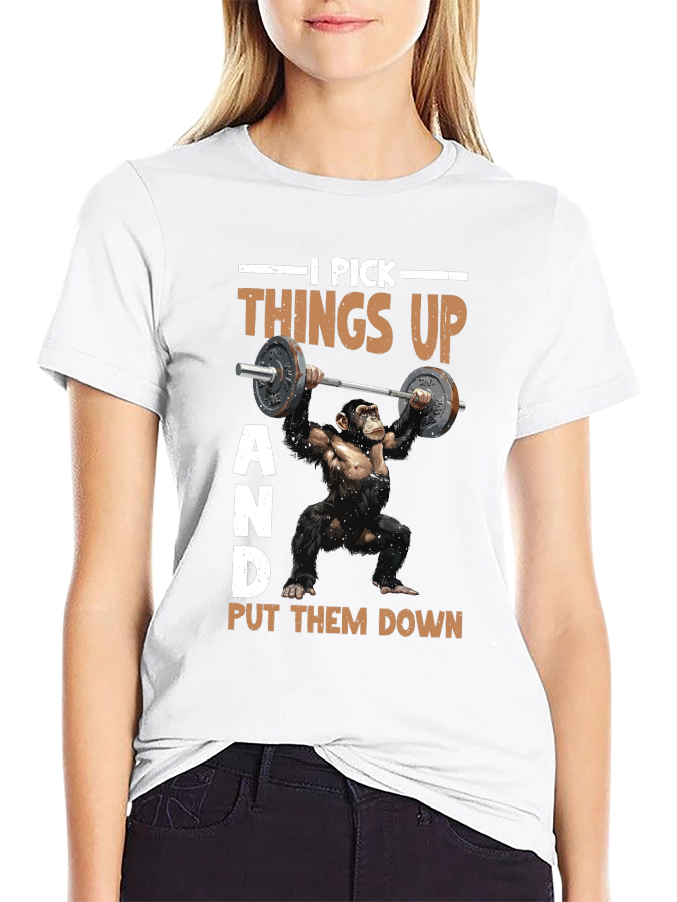 Funny Gym Monkey T-Shirt - I Pick Things Up