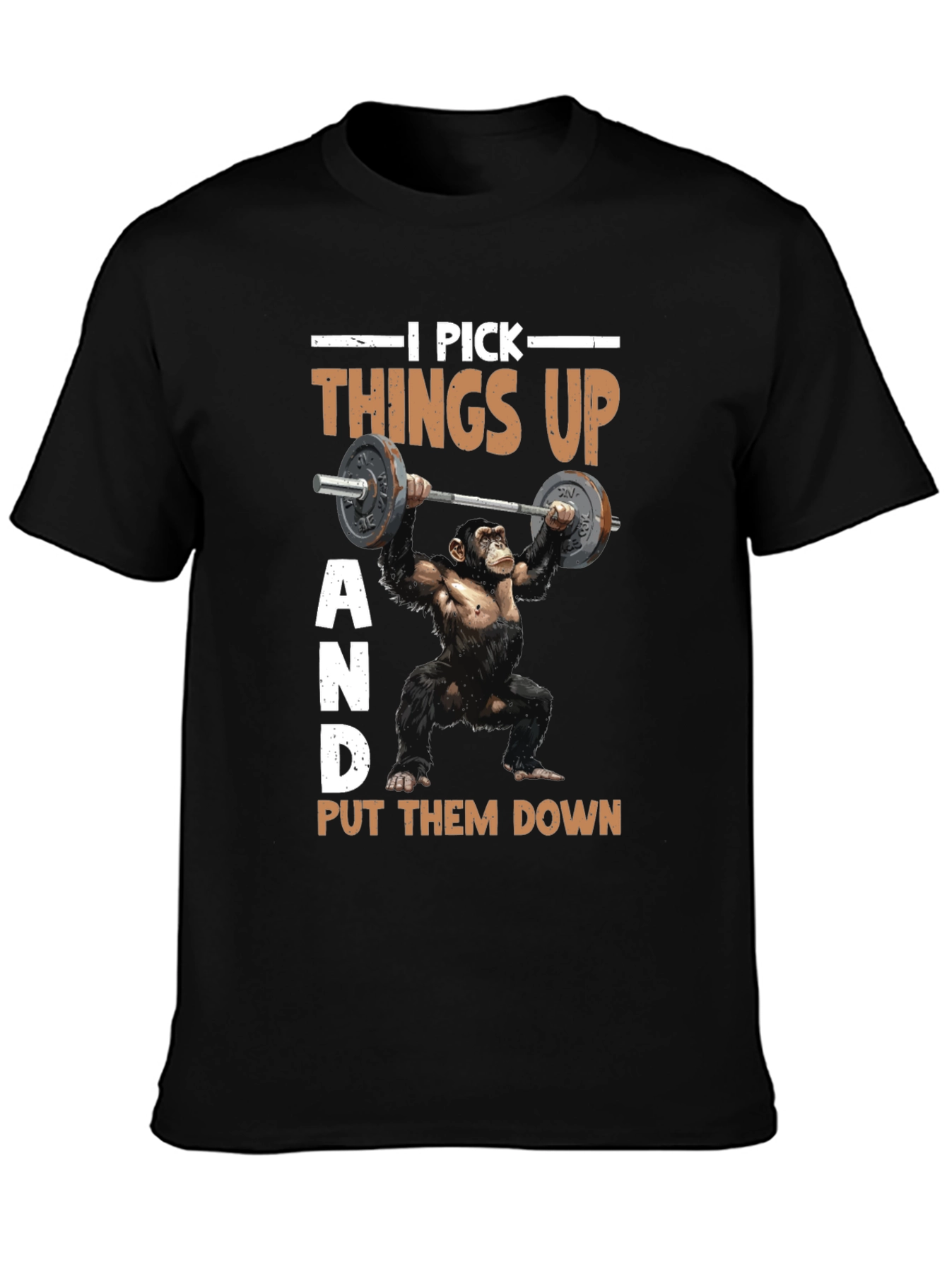 Funny Gym Monkey T-Shirt - I Pick Things Up