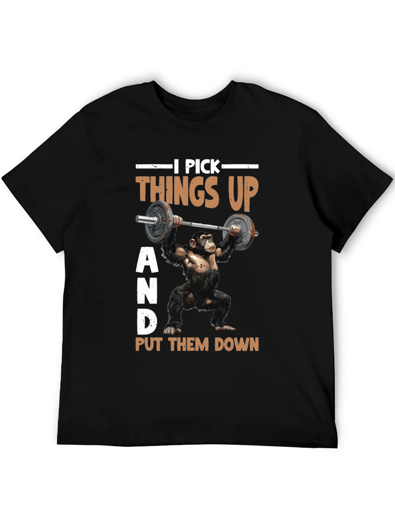 Funny Gym Monkey T-Shirt - I Pick Things Up