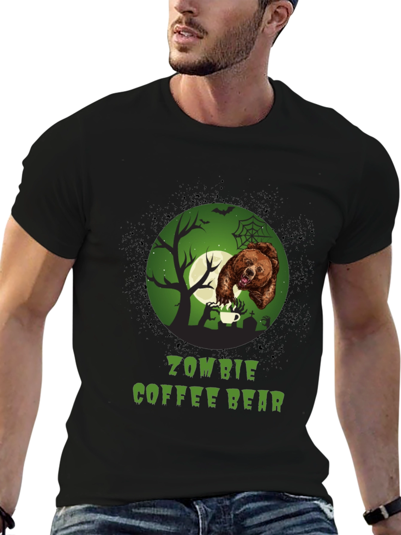 Zombie Coffee Bear T-Shirt - Halloween Graphic Tee