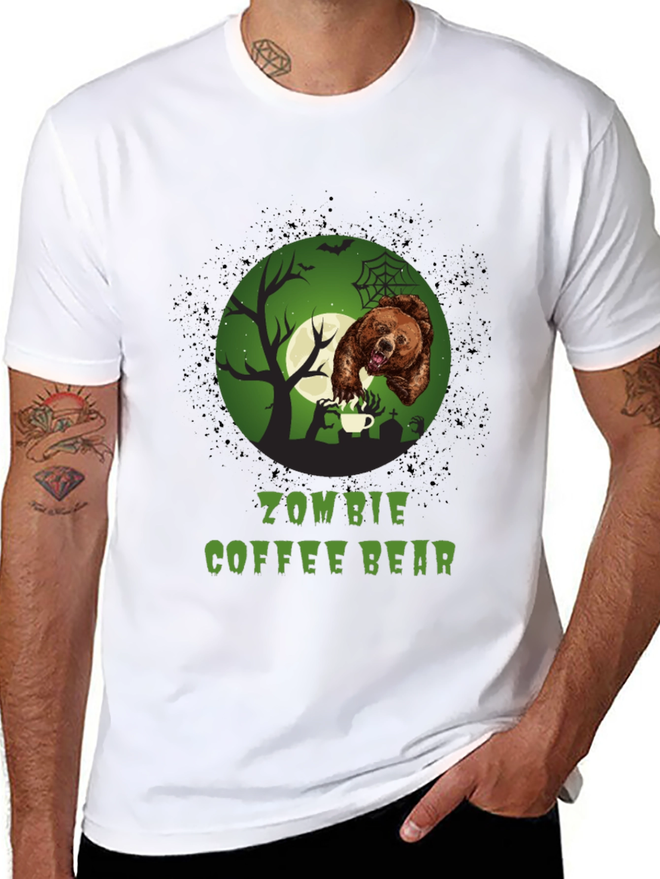 Zombie Coffee Bear T-Shirt - Halloween Graphic Tee