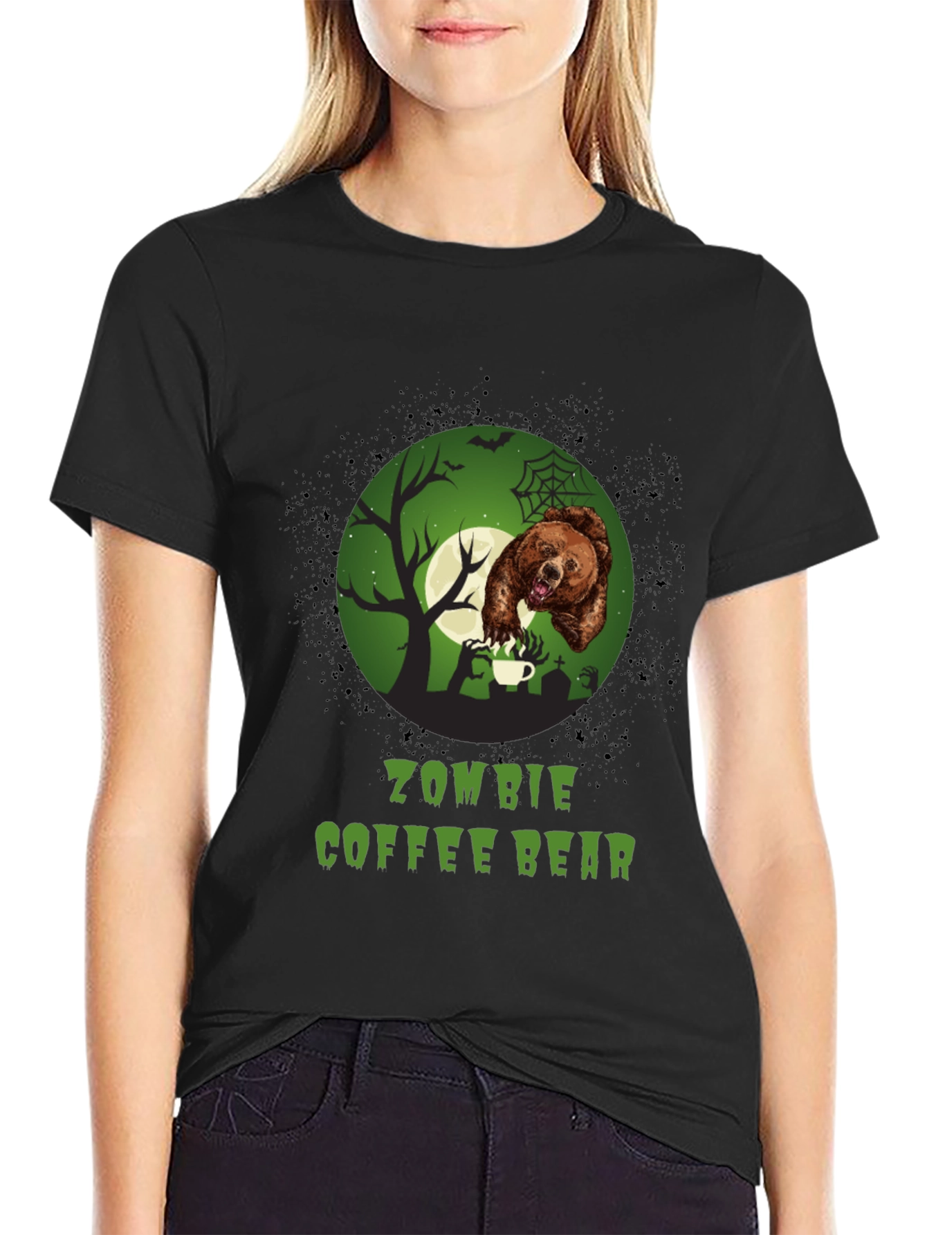 Zombie Coffee Bear T-Shirt - Halloween Graphic Tee