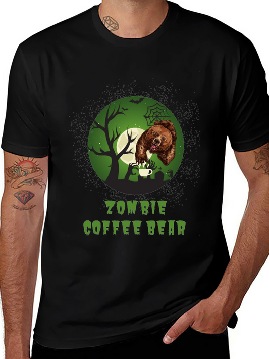 Zombie Coffee Bear T-Shirt - Halloween Graphic Tee