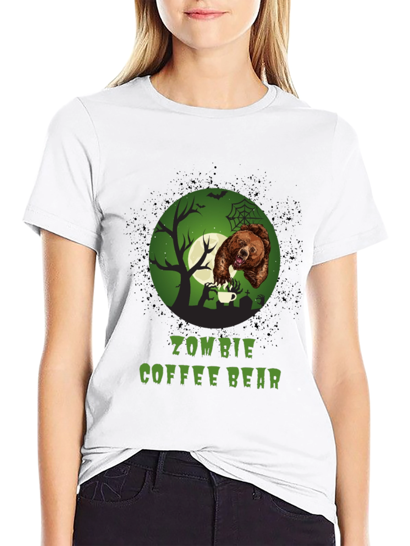 Zombie Coffee Bear T-Shirt - Halloween Graphic Tee