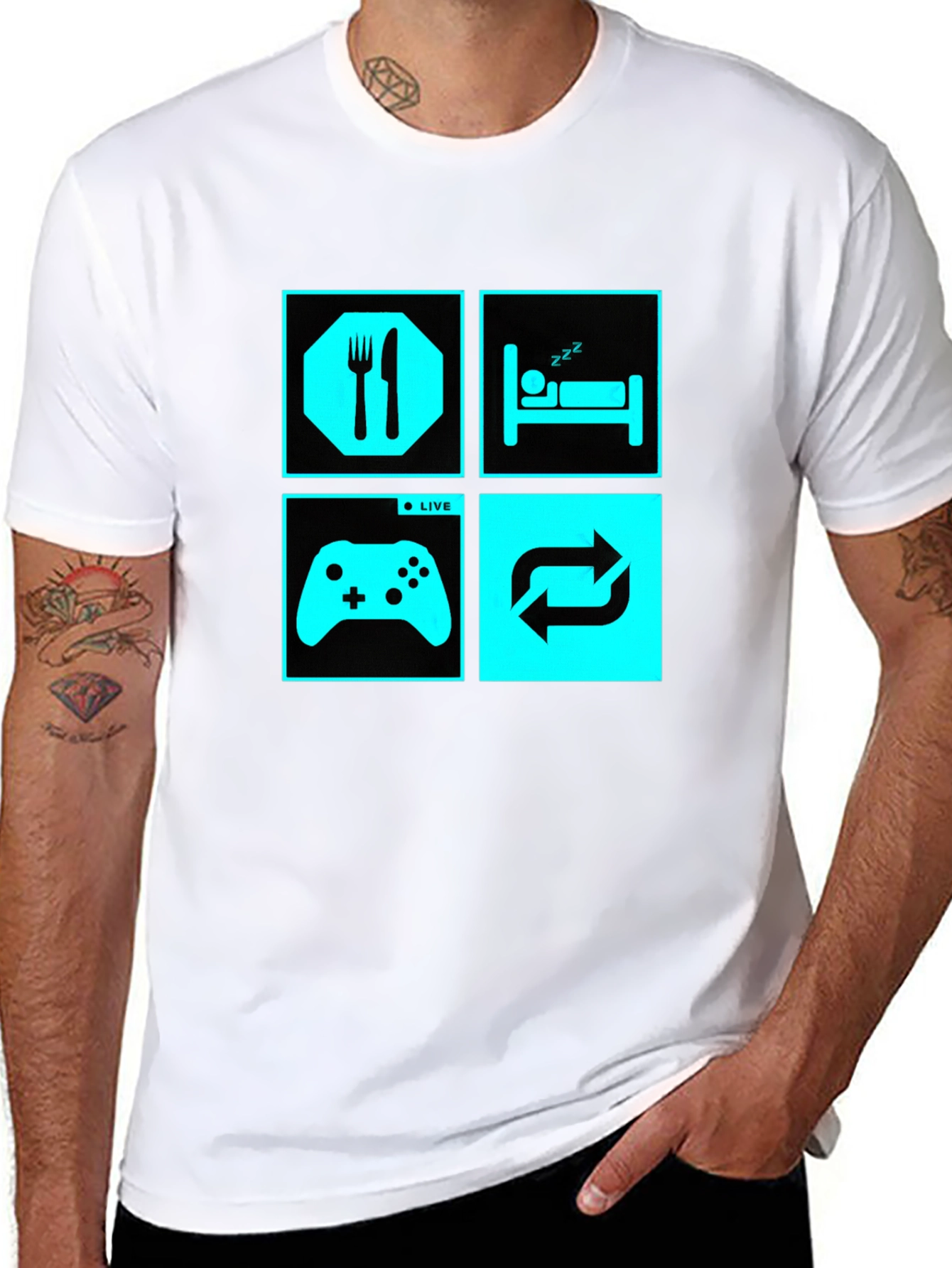 Eat Sleep Game Repeat T-Shirt | Gamer Life Tee