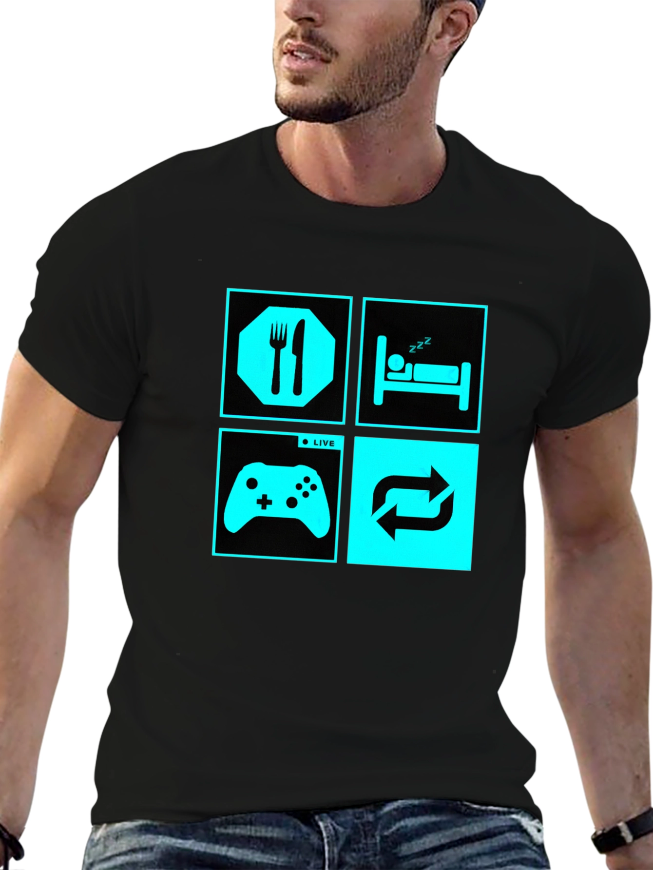 Eat Sleep Game Repeat T-Shirt | Gamer Life Tee