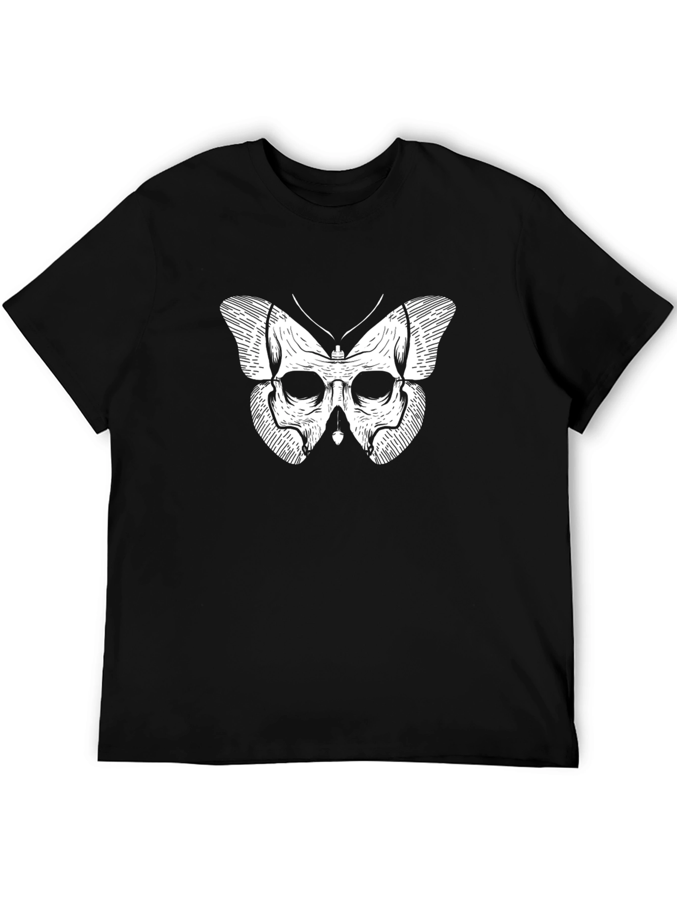 Skull Butterfly Graphic T-Shirt - Mens Black Tee
