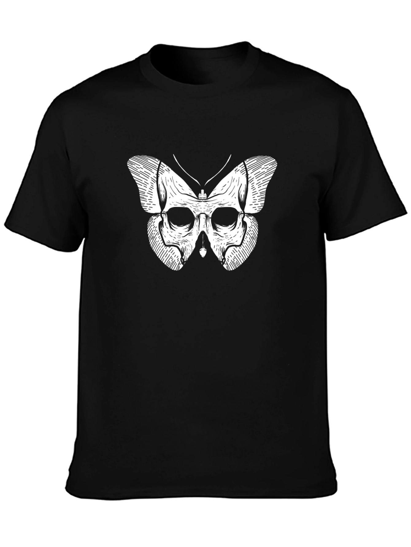 Skull Butterfly Graphic T-Shirt - Mens Black Tee