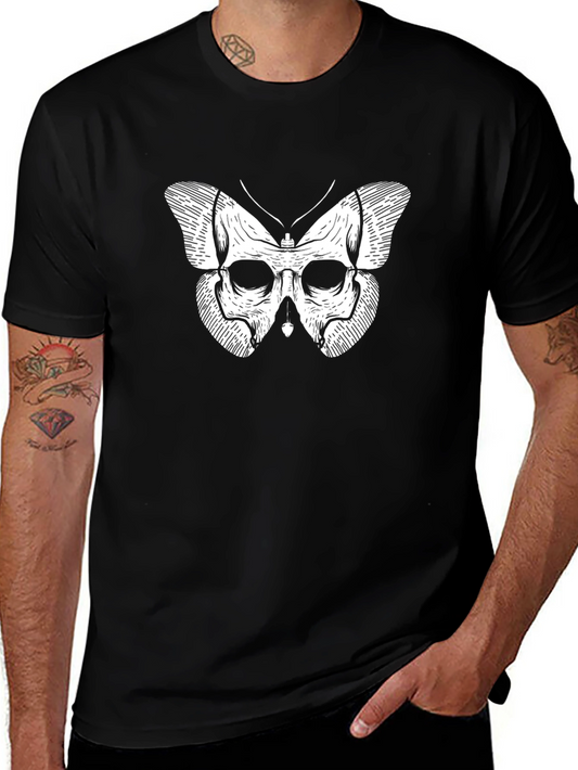 Skull Butterfly Graphic T-Shirt - Mens Black Tee