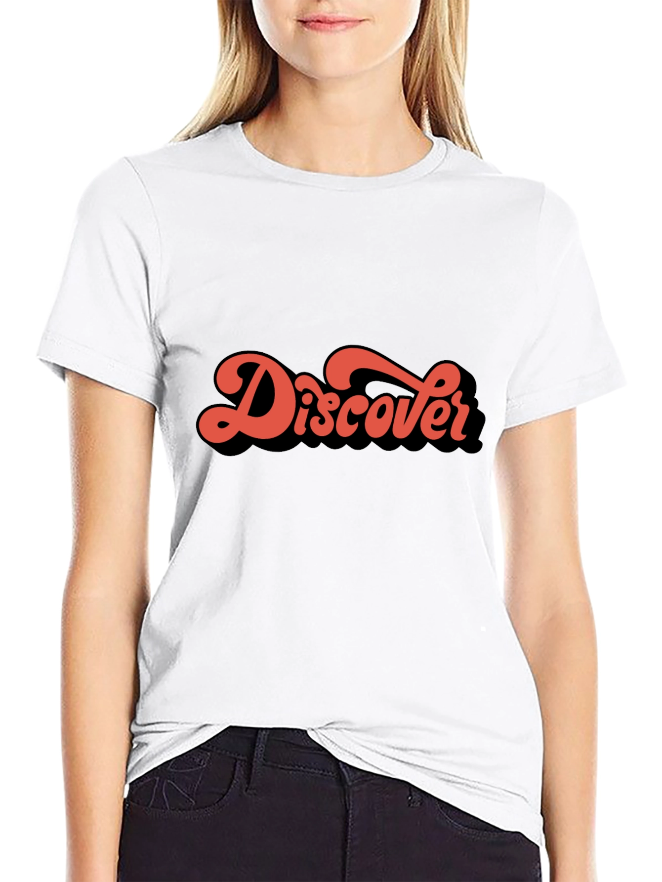 Retro Discover Graphic Black T-Shirt