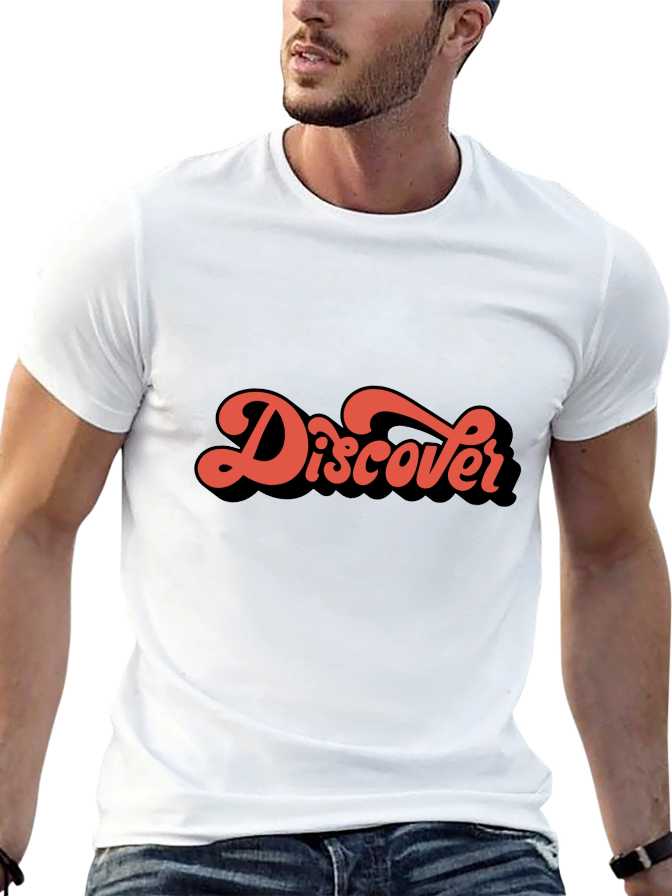 Retro Discover Graphic Black T-Shirt
