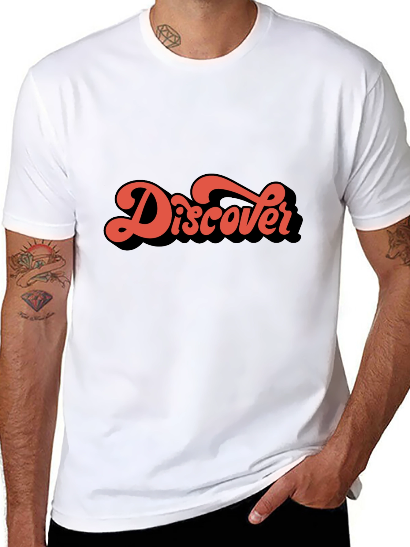 Retro Discover Graphic Black T-Shirt