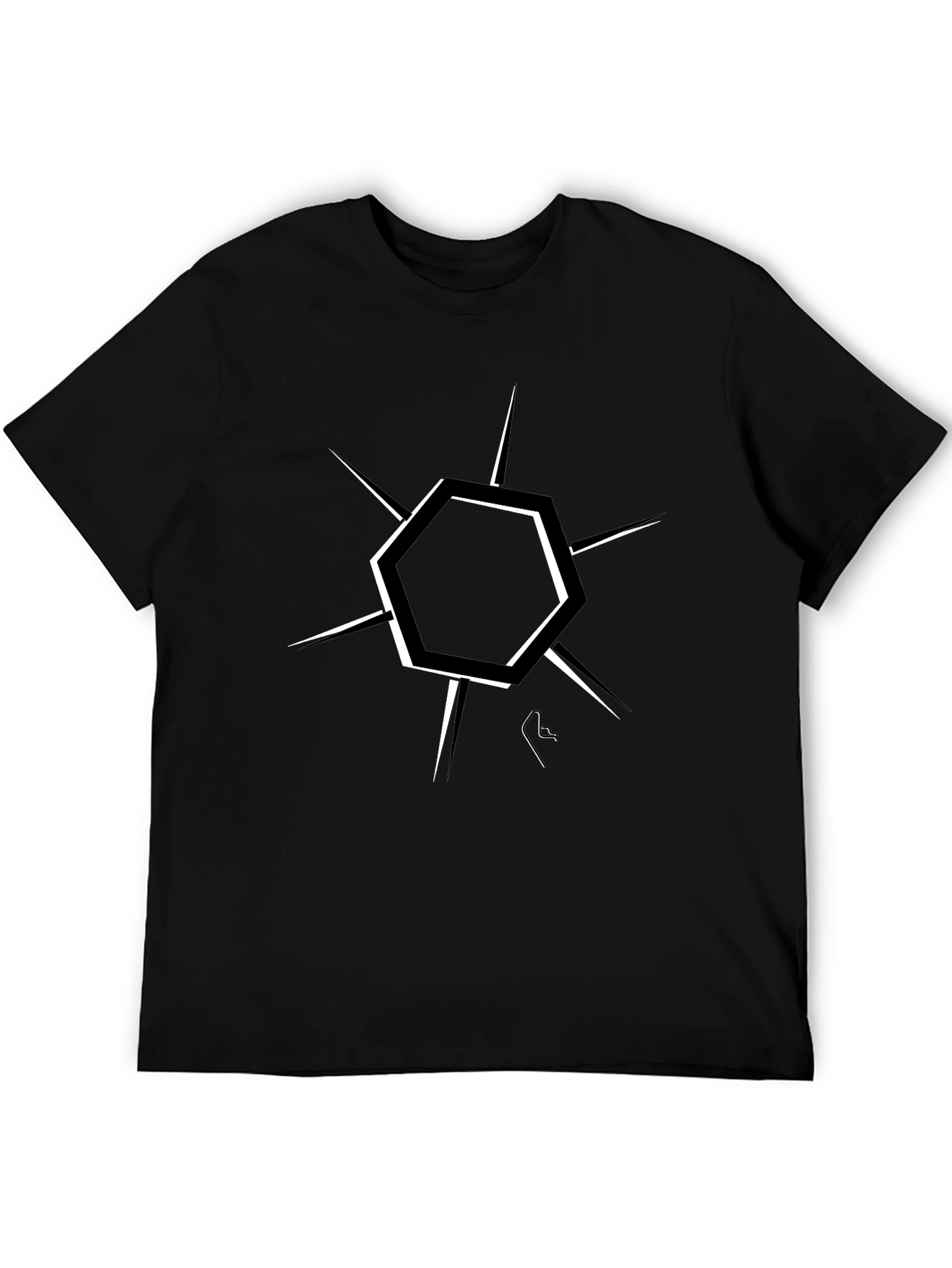 Modern Geometric Graphic Black T-Shirt