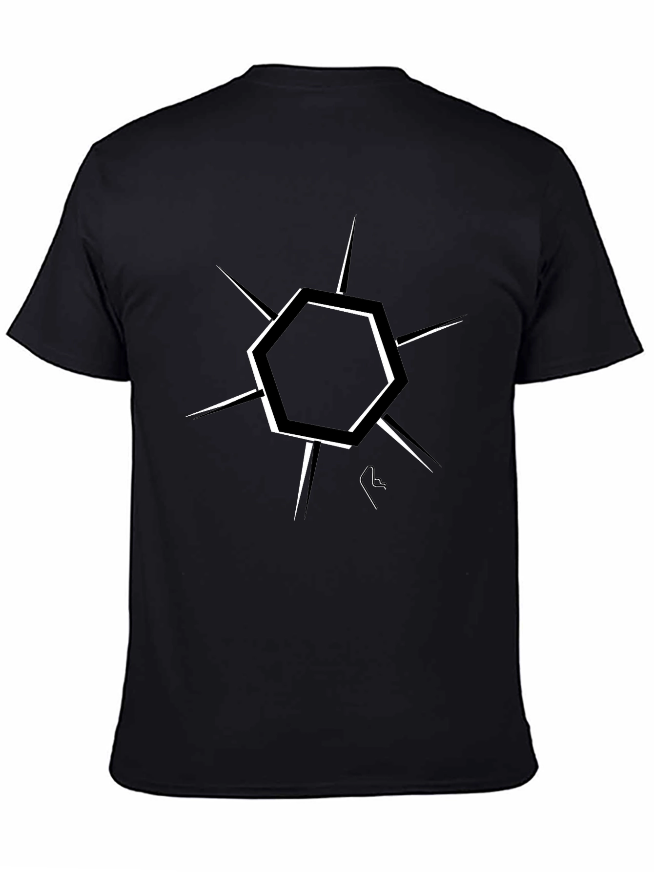 Modern Geometric Graphic Black T-Shirt