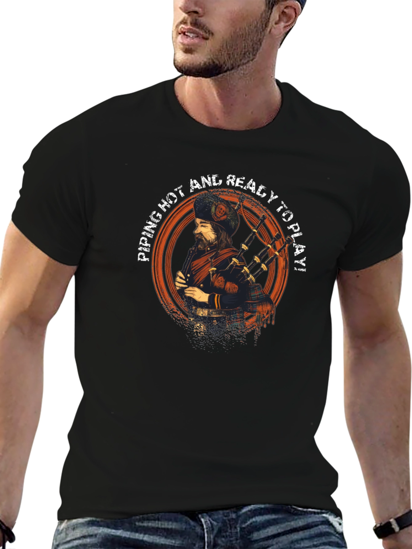 Piping Hot Bagpiper Graphic Tee - Ready to Play!
