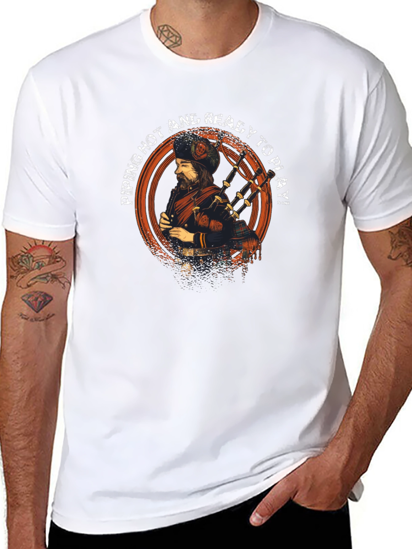 Piping Hot Bagpiper Graphic Tee - Ready to Play!