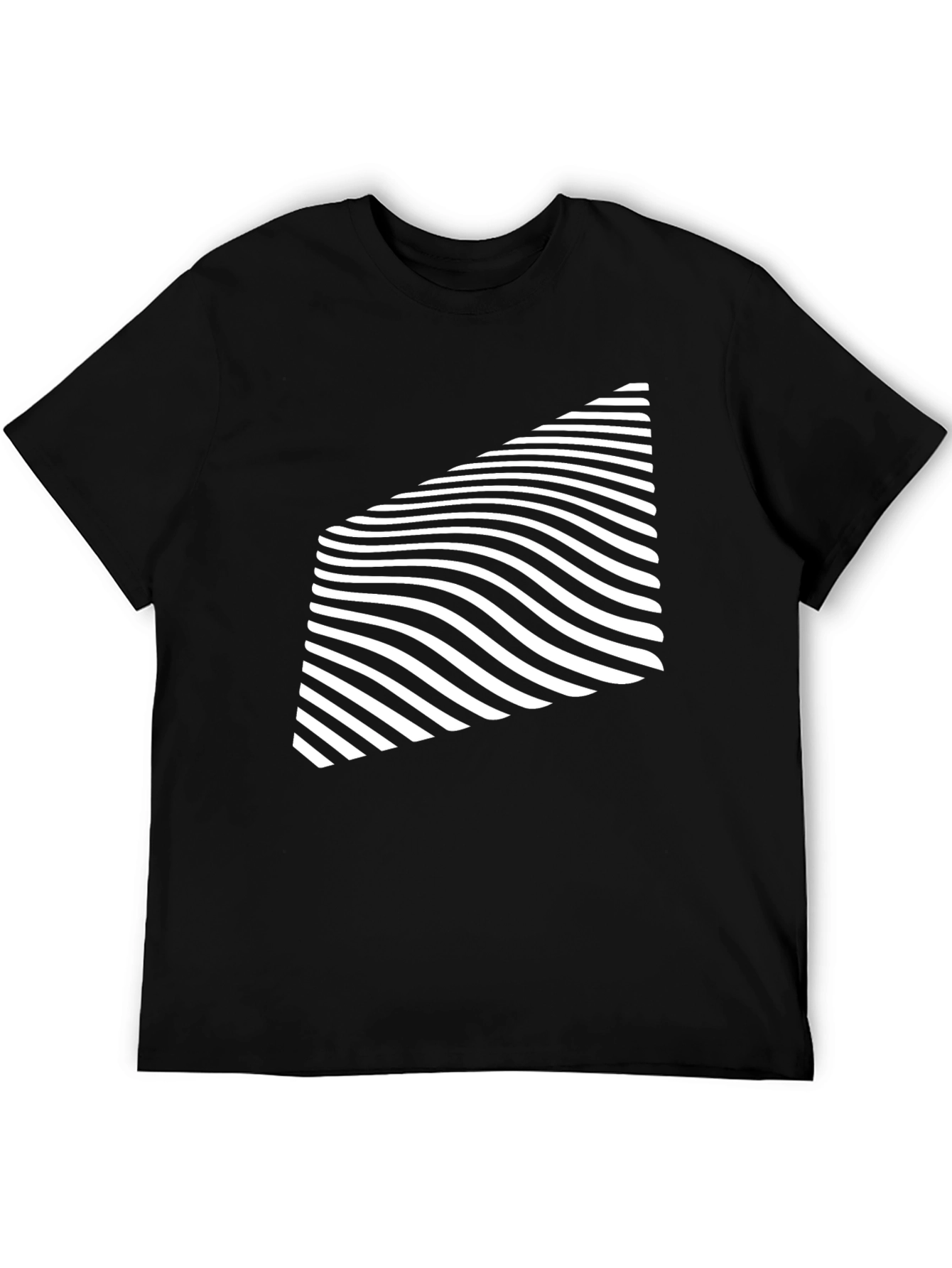 Modern Black T-Shirt with Geometric Wave Design