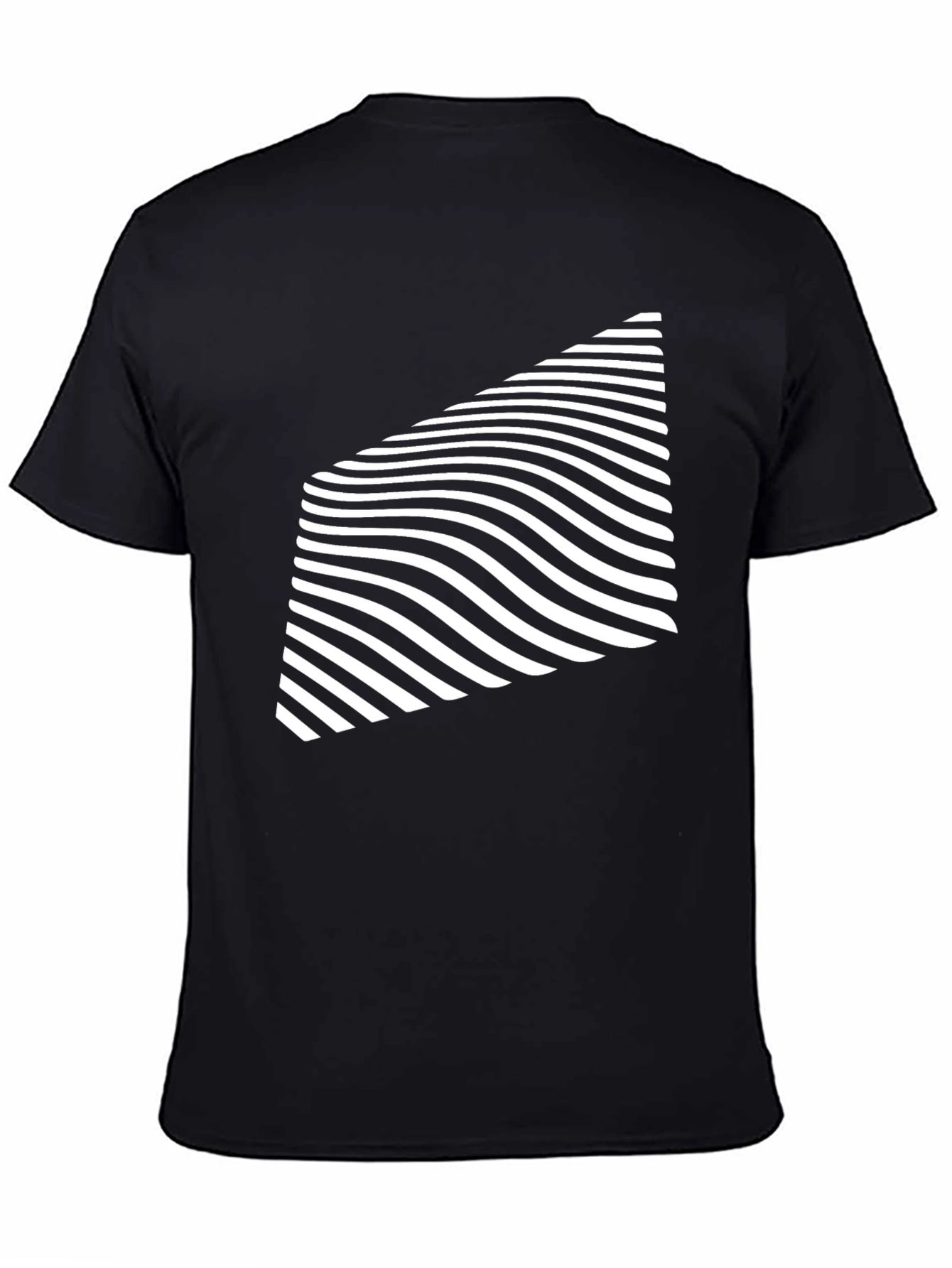 Modern Black T-Shirt with Geometric Wave Design