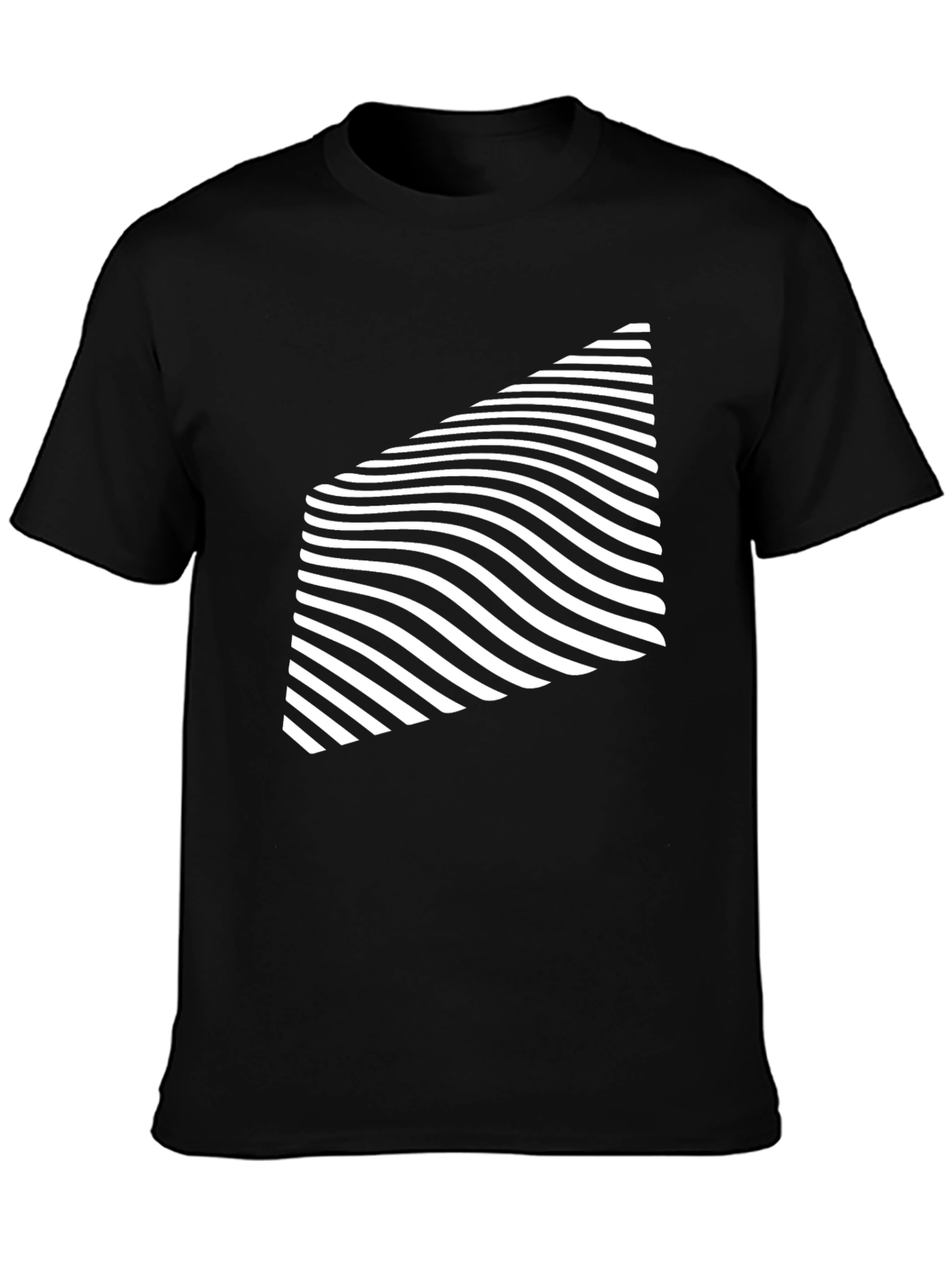 Modern Black T-Shirt with Geometric Wave Design