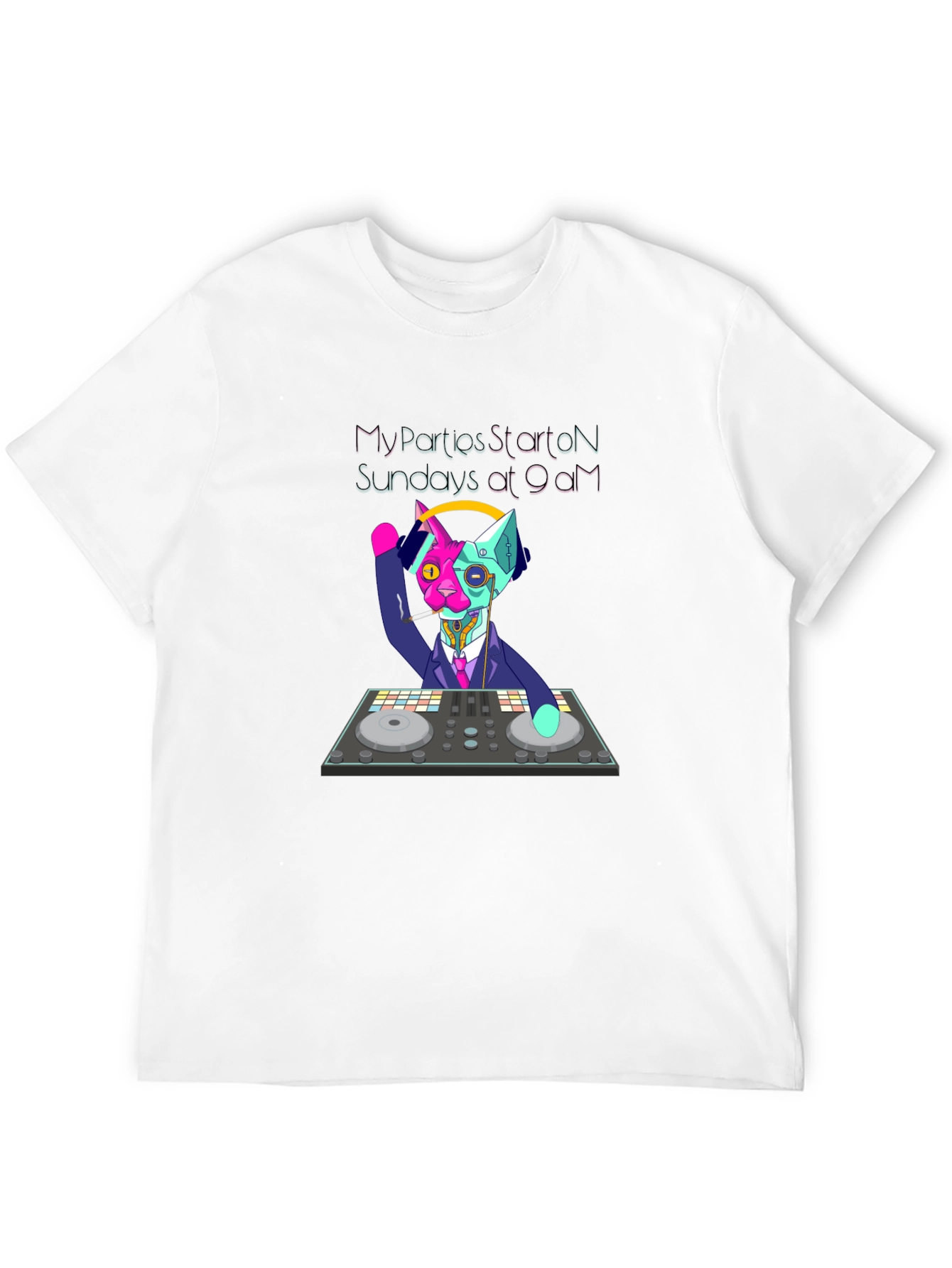 DJ Cat T-Shirt - My Parties Start on Sundays