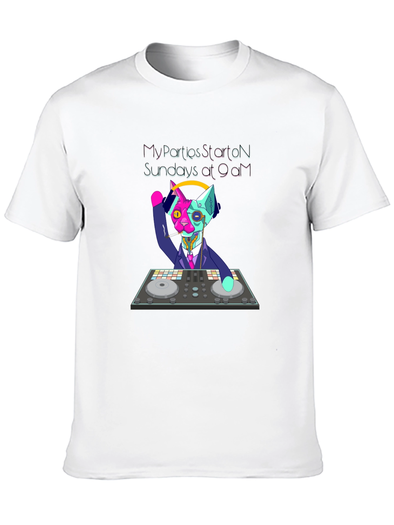 DJ Cat T-Shirt - My Parties Start on Sundays